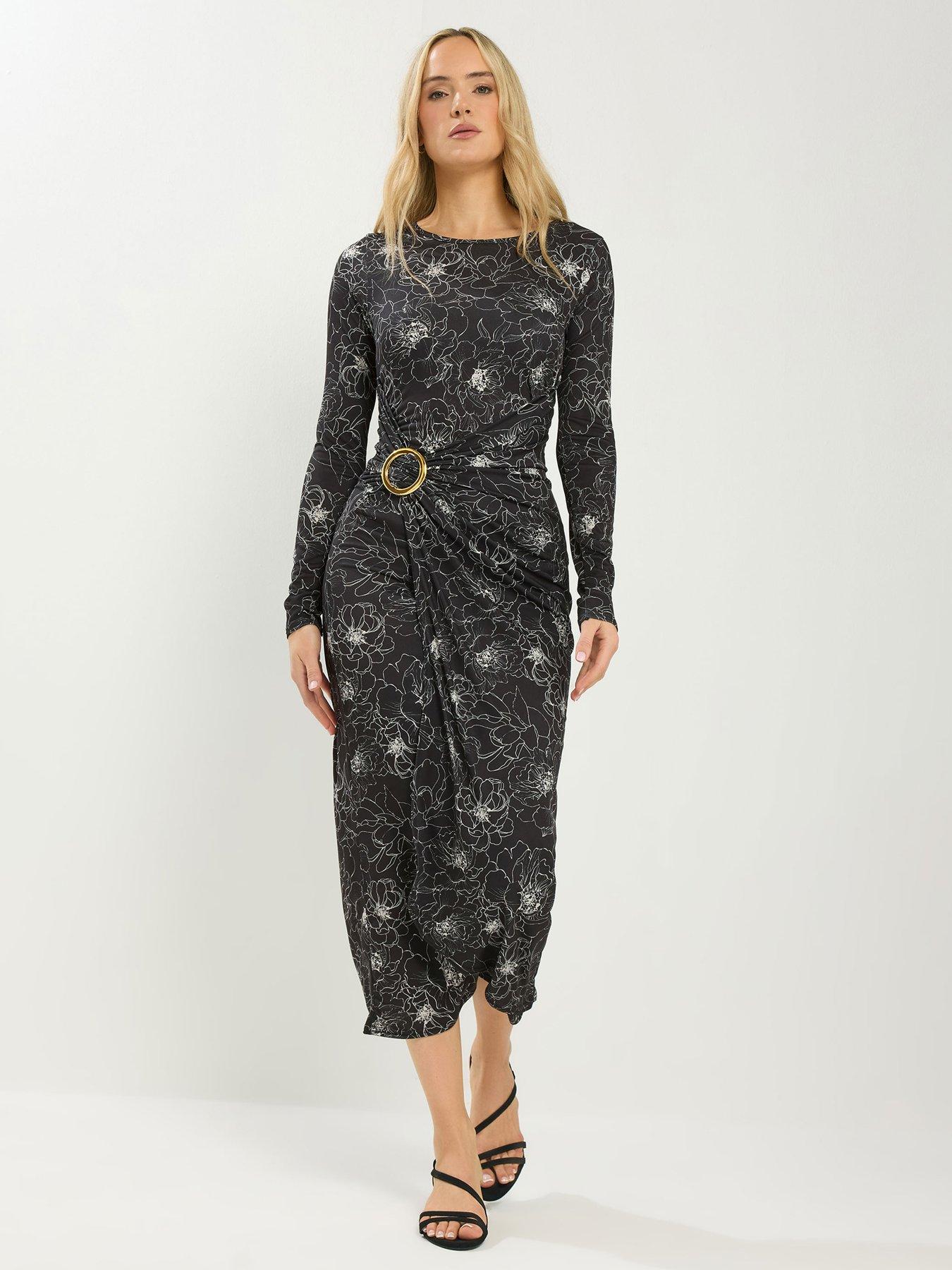 Long Tall Sally Tall Floral Long Sleeve Buckle Midaxi Dress