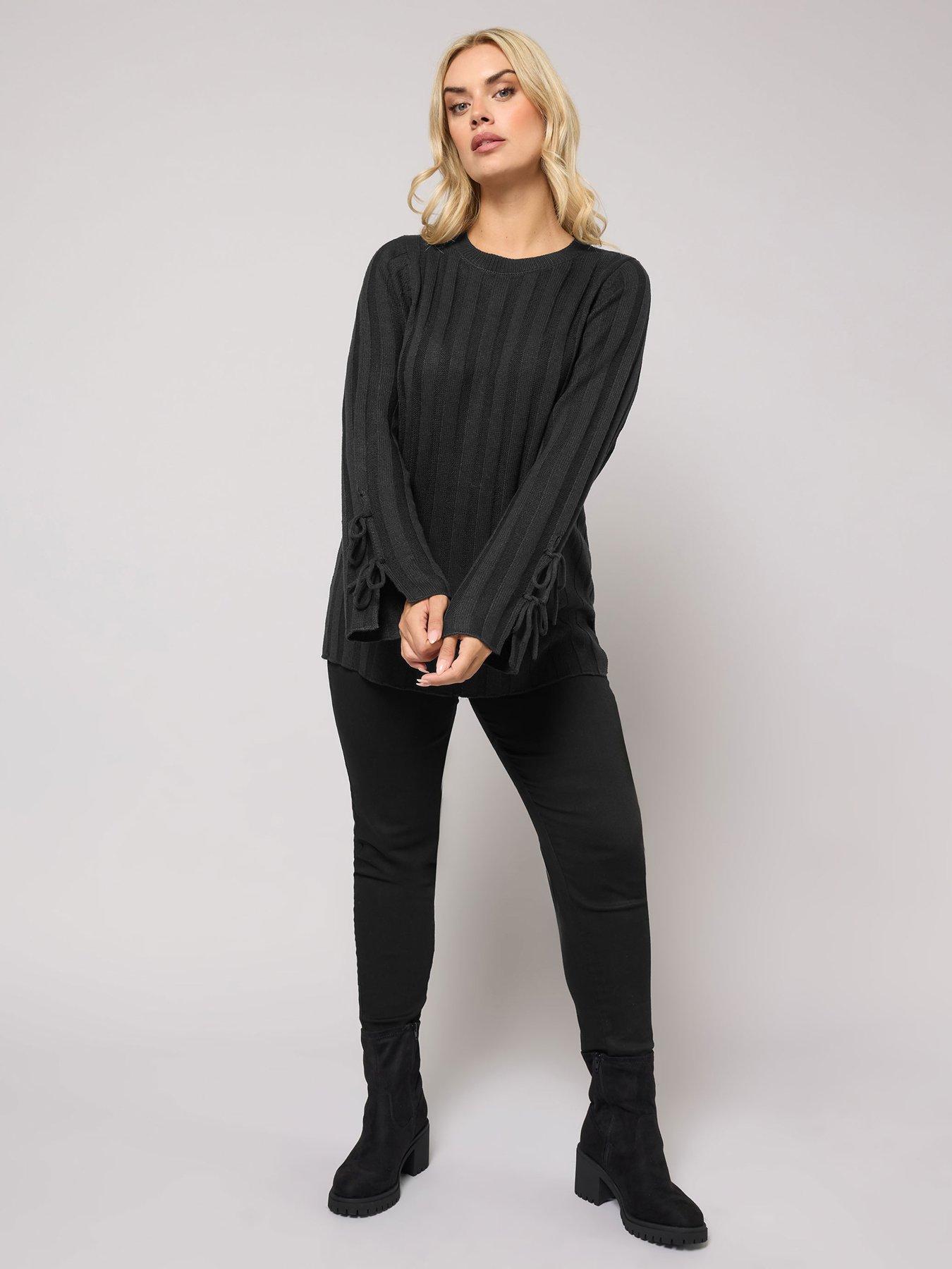 yours-curve-tie-up-sleeve-jumper-blackback