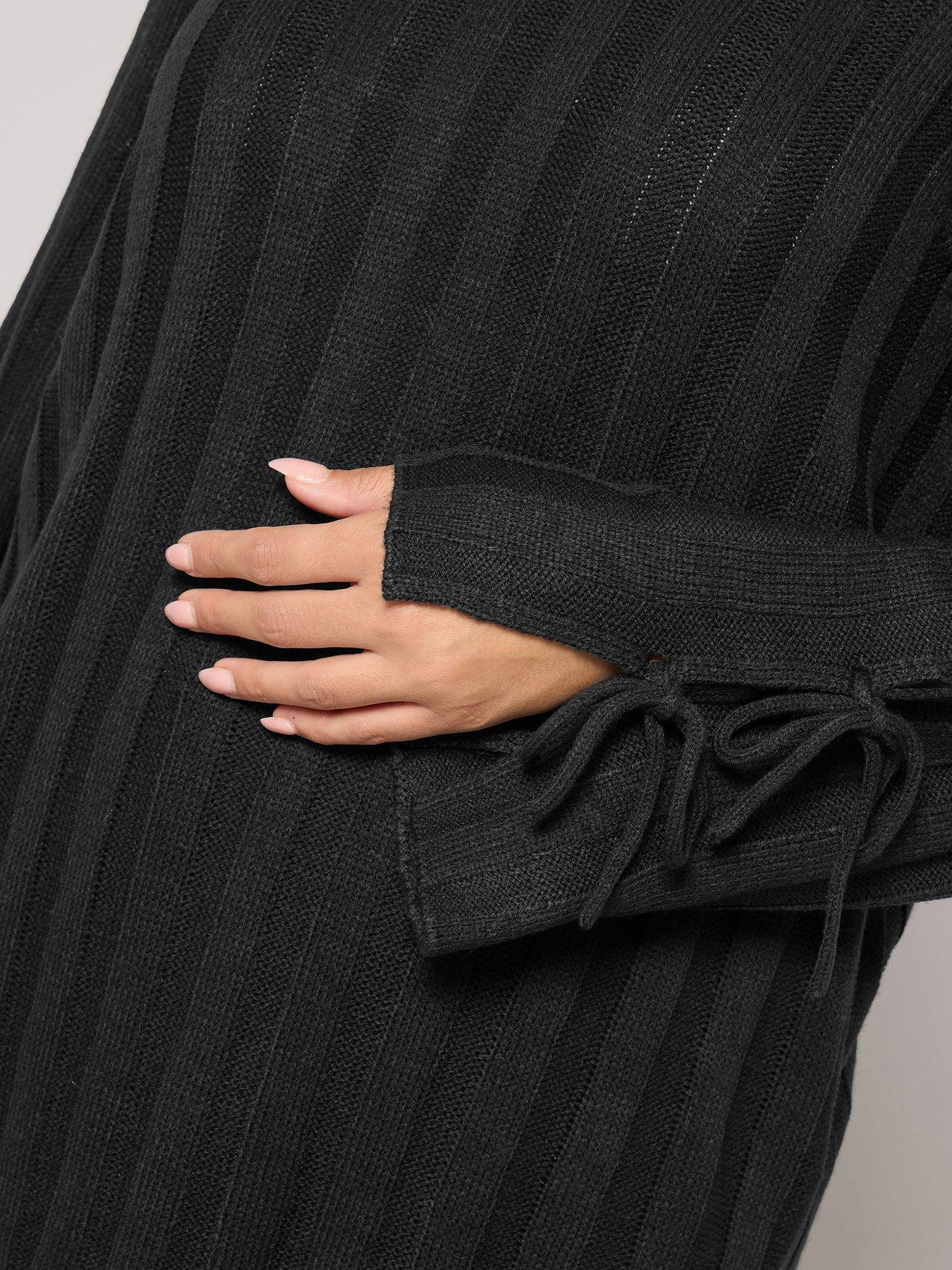 yours-curve-tie-up-sleeve-jumper-blackoutfit