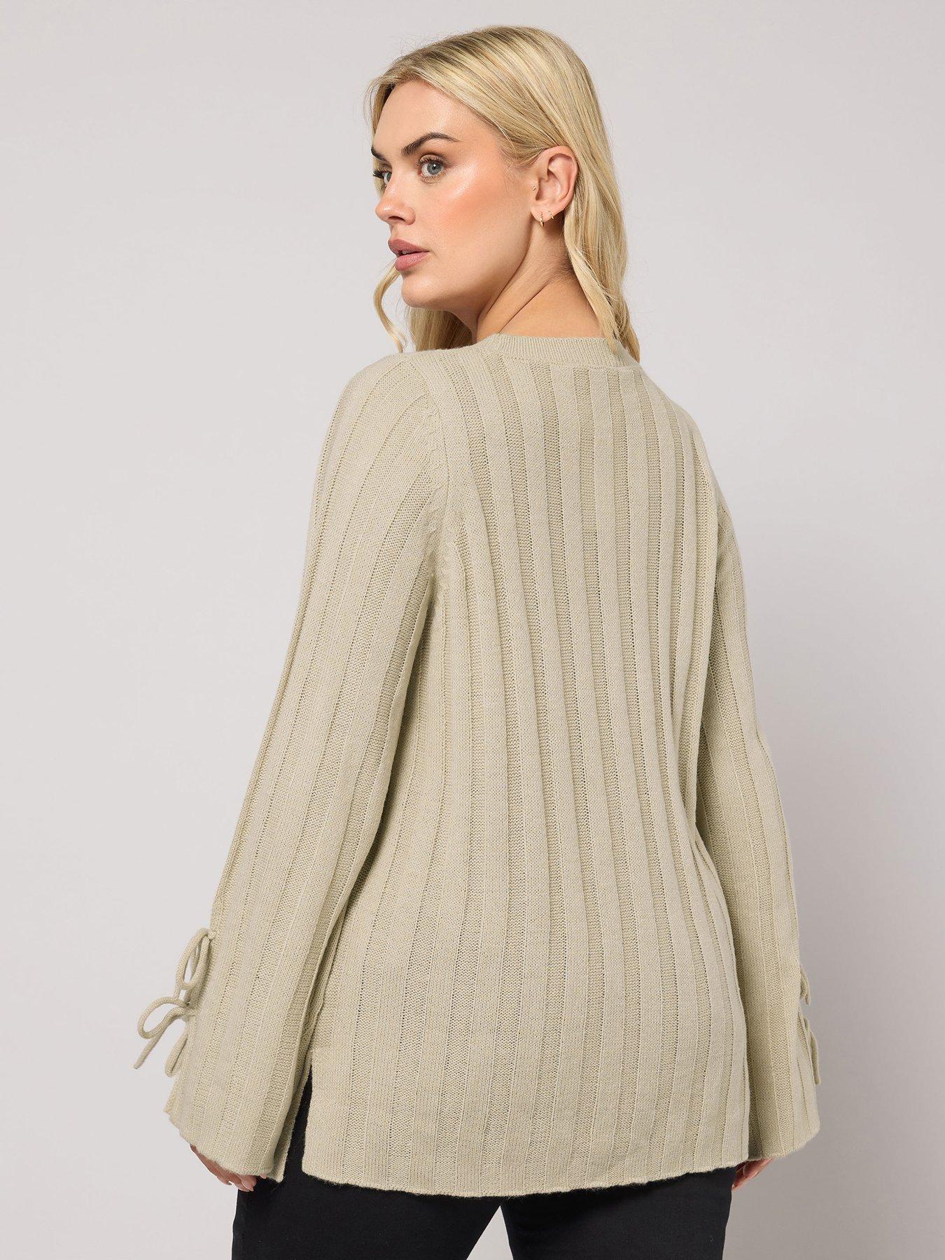 yours-curve-tie-up-sleeve-jumper-brownstillFront
