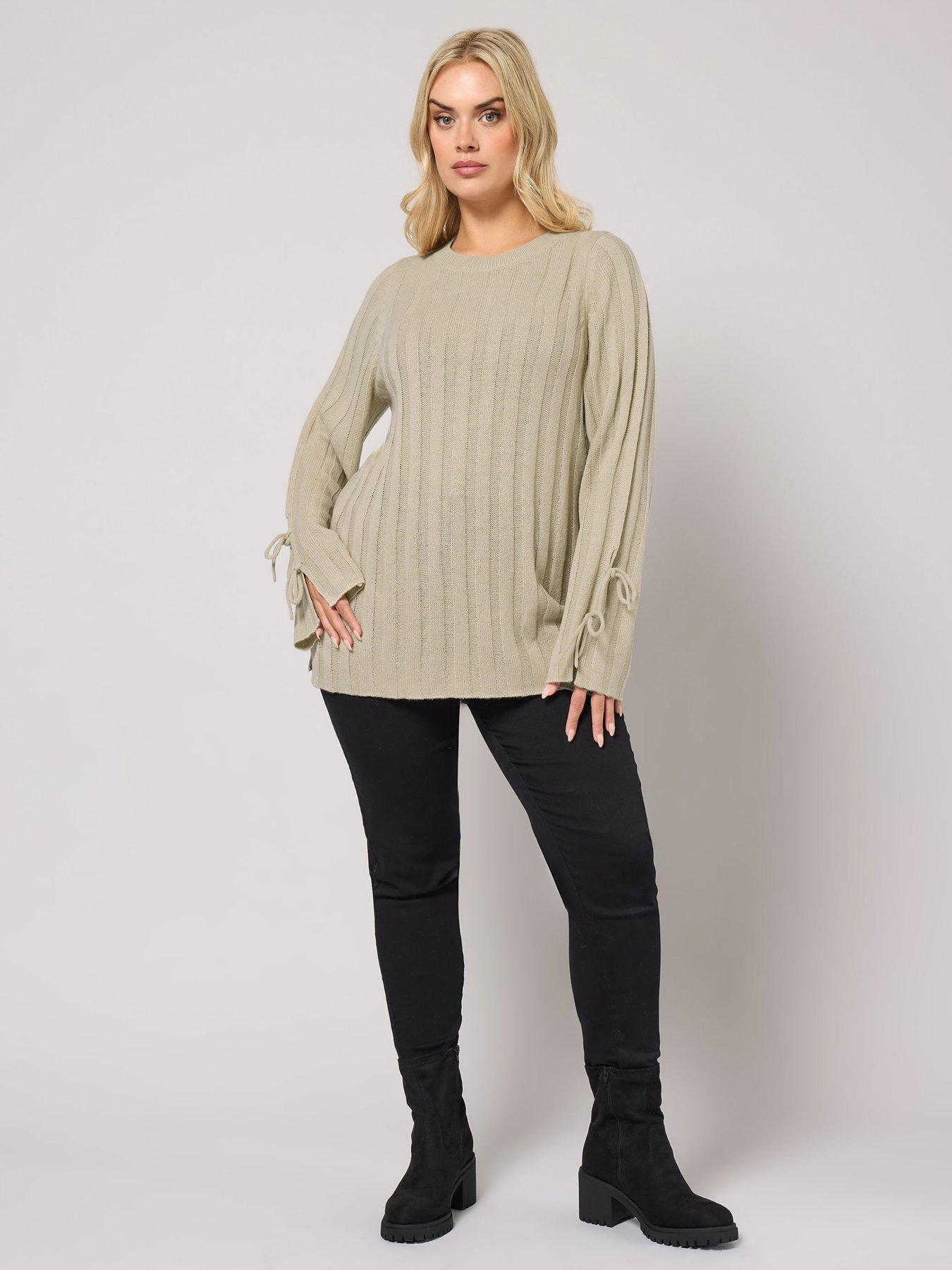 yours-curve-tie-up-sleeve-jumper-brownback