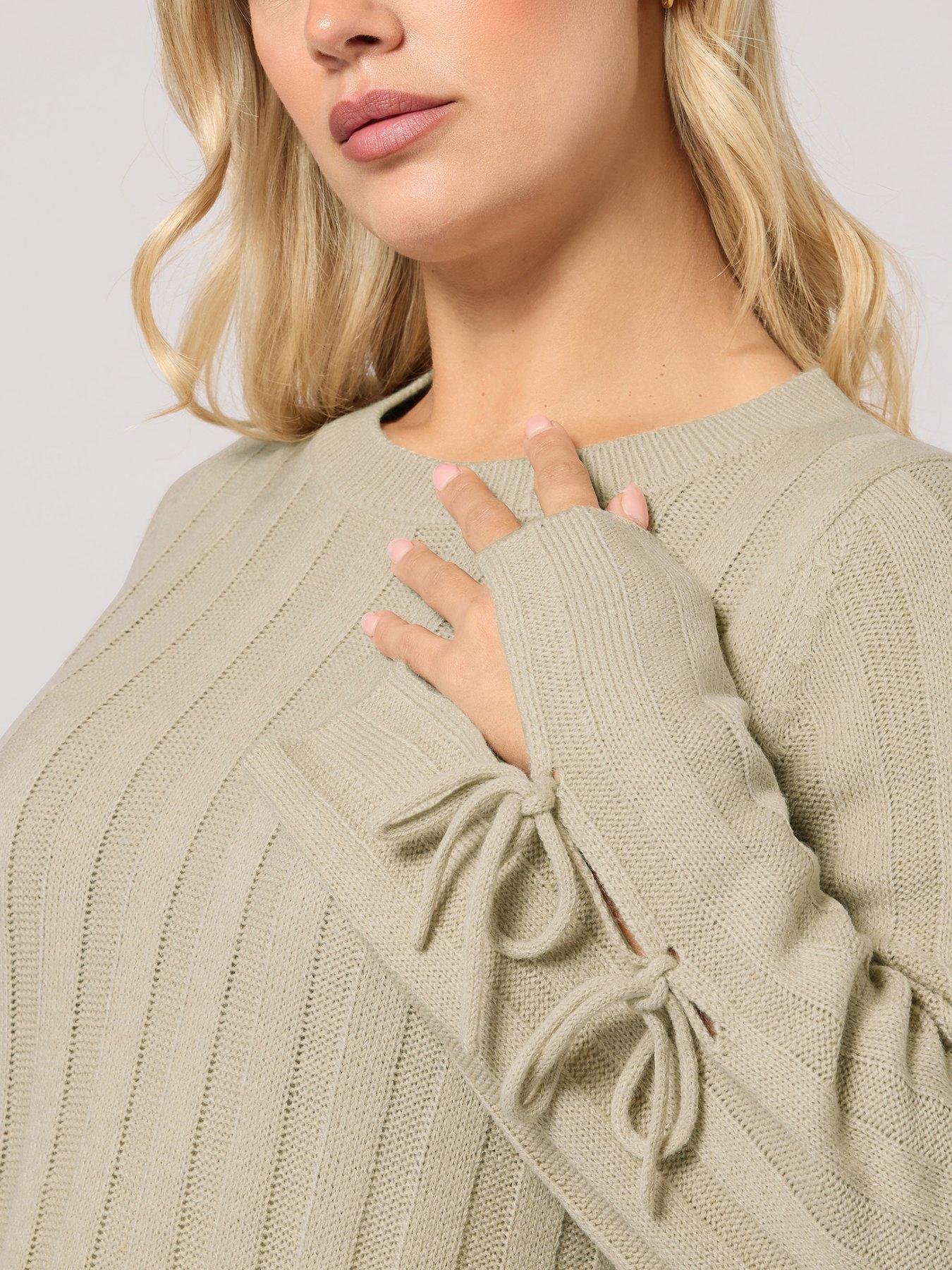 yours-curve-tie-up-sleeve-jumper-brownoutfit