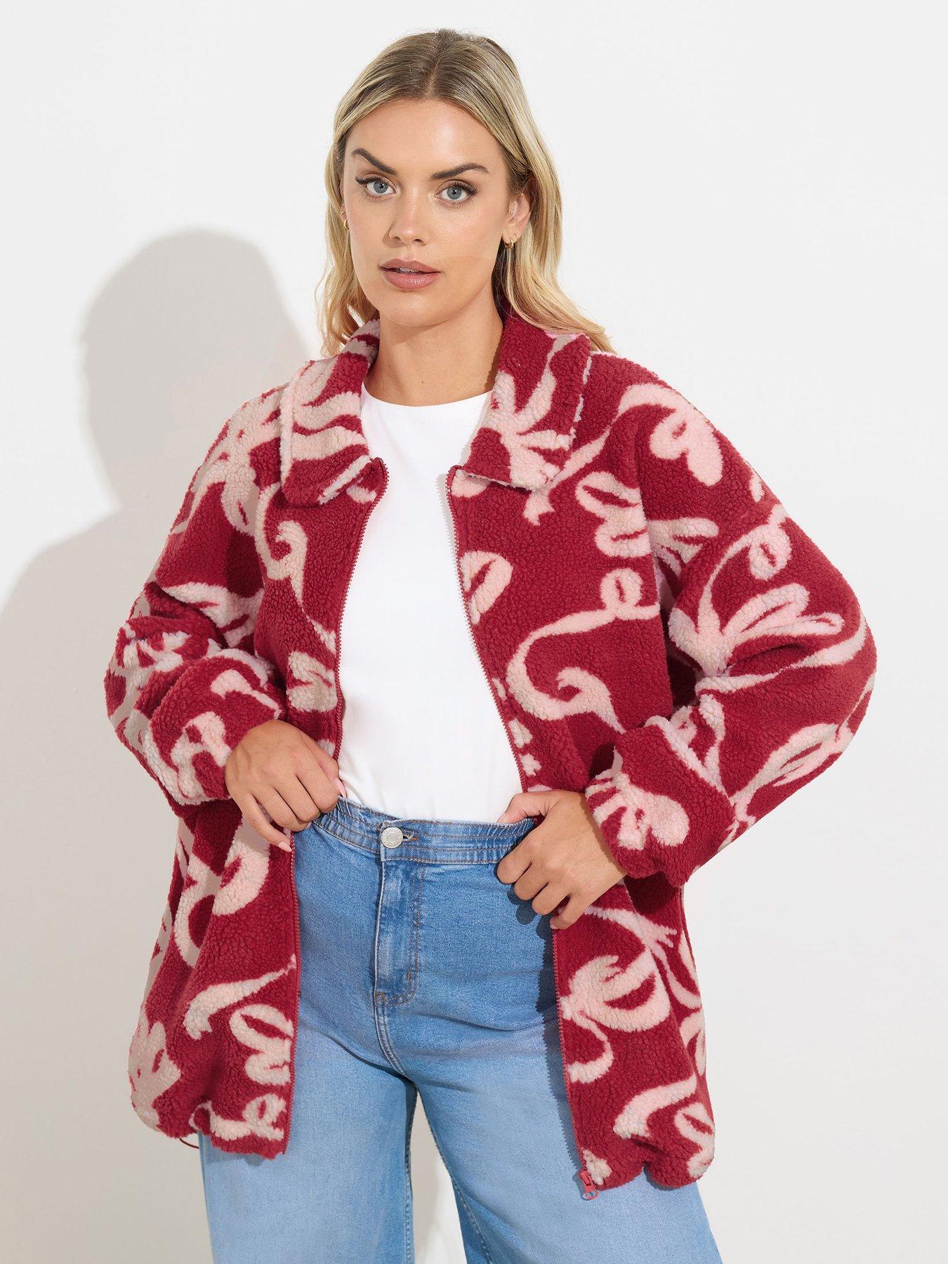 yours-curve-borg-zip-trough-fleece-red
