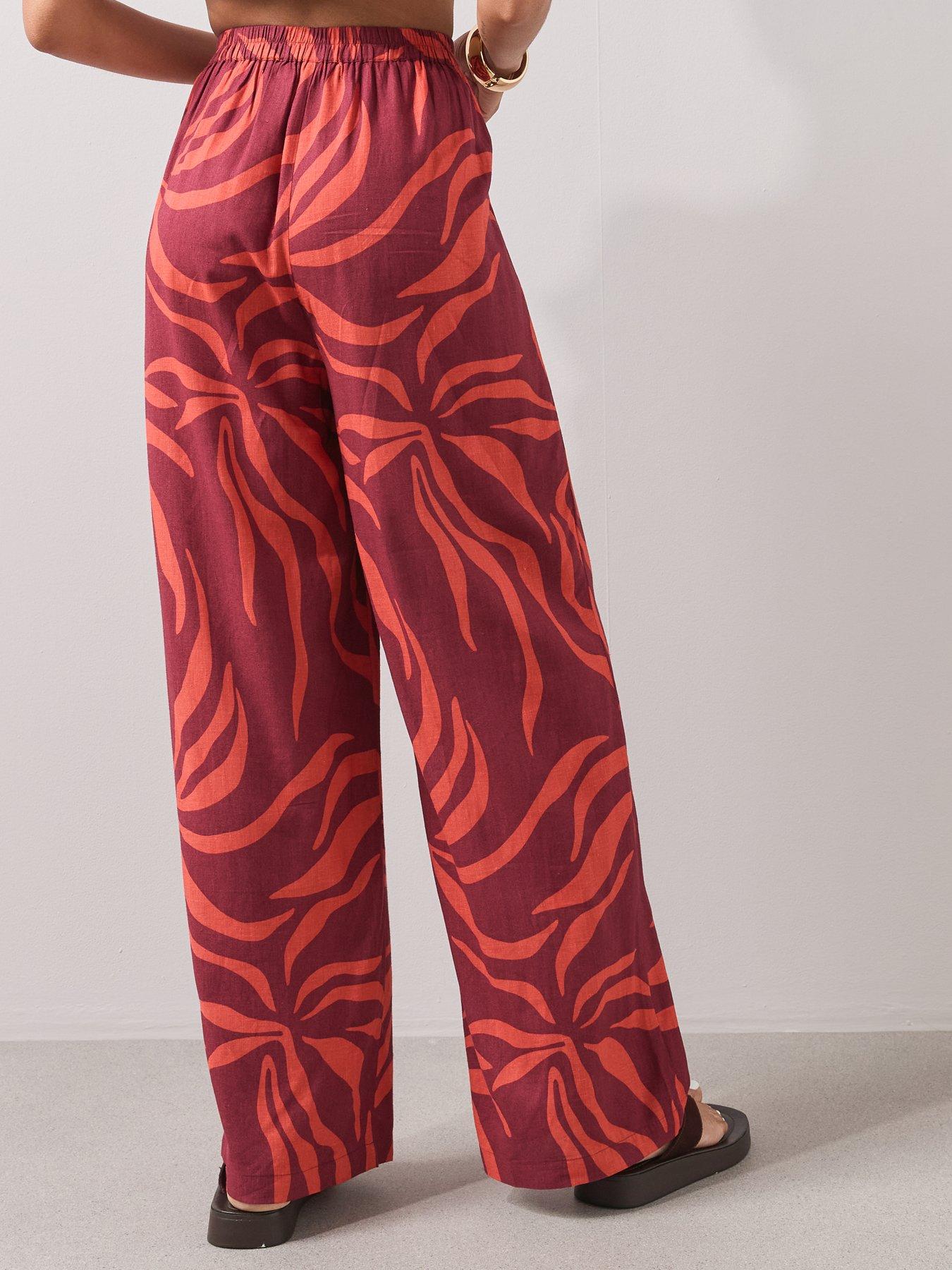Image 2 of 7 of The Very Collection Zebra Trousers Beach Co Ord - Red