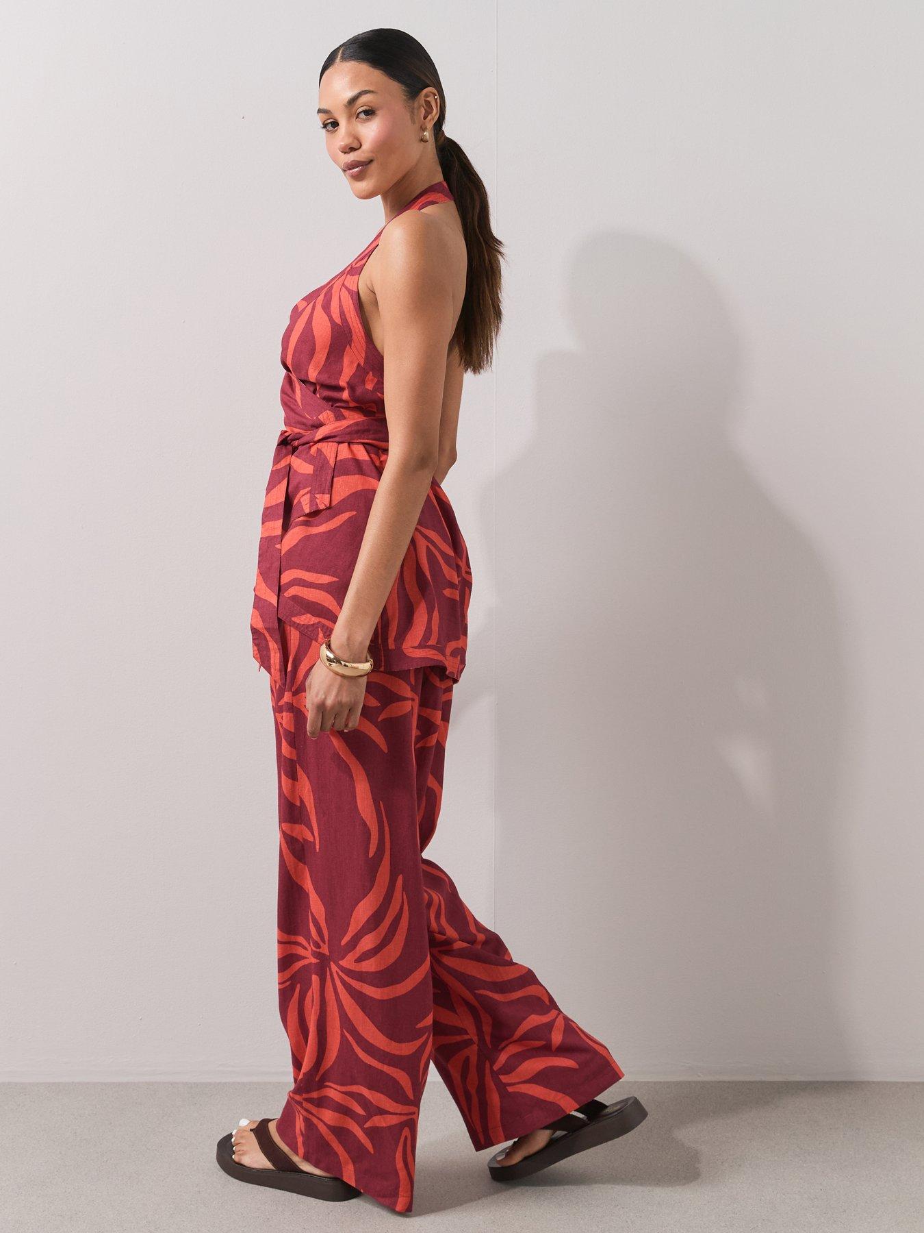 Image 5 of 7 of The Very Collection Zebra Trousers Beach Co Ord - Red