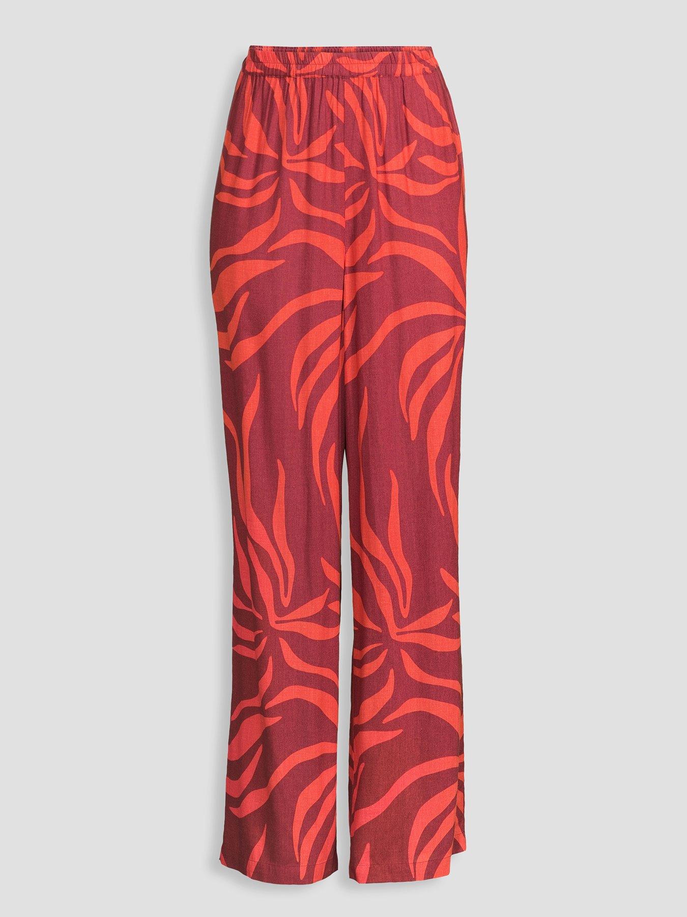 Image 7 of 7 of The Very Collection Zebra Trousers Beach Co Ord - Red