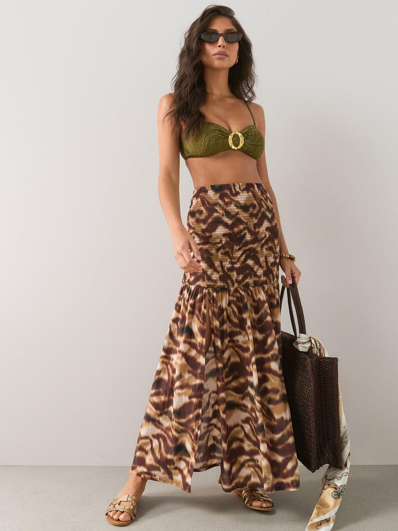 The Very Collection Animal Shirred Maxi Skirt Co Ord