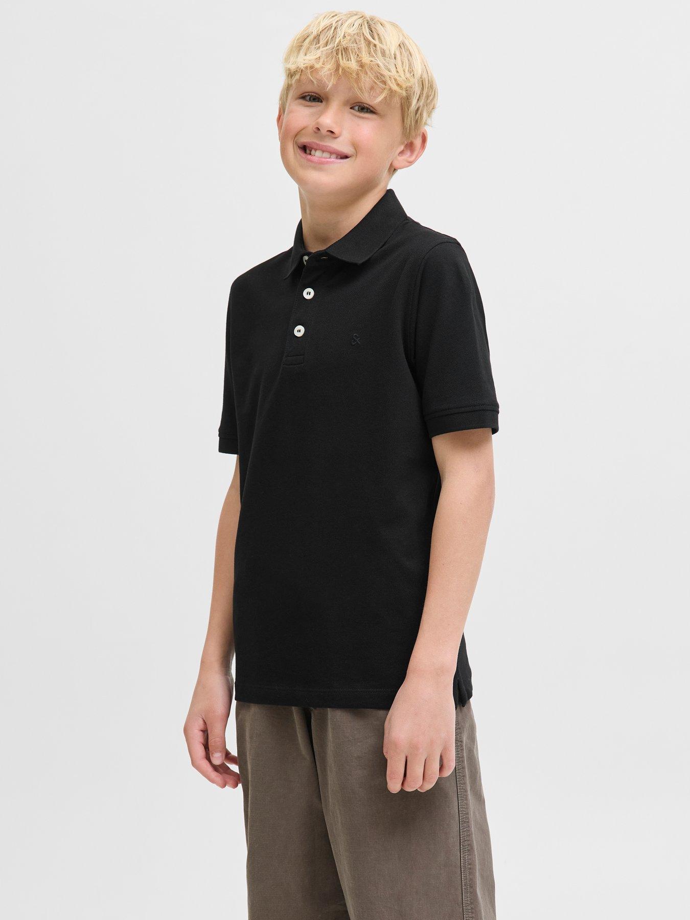 jack-jones-junior-boys-slim-fit-short-sleeve-polo-black