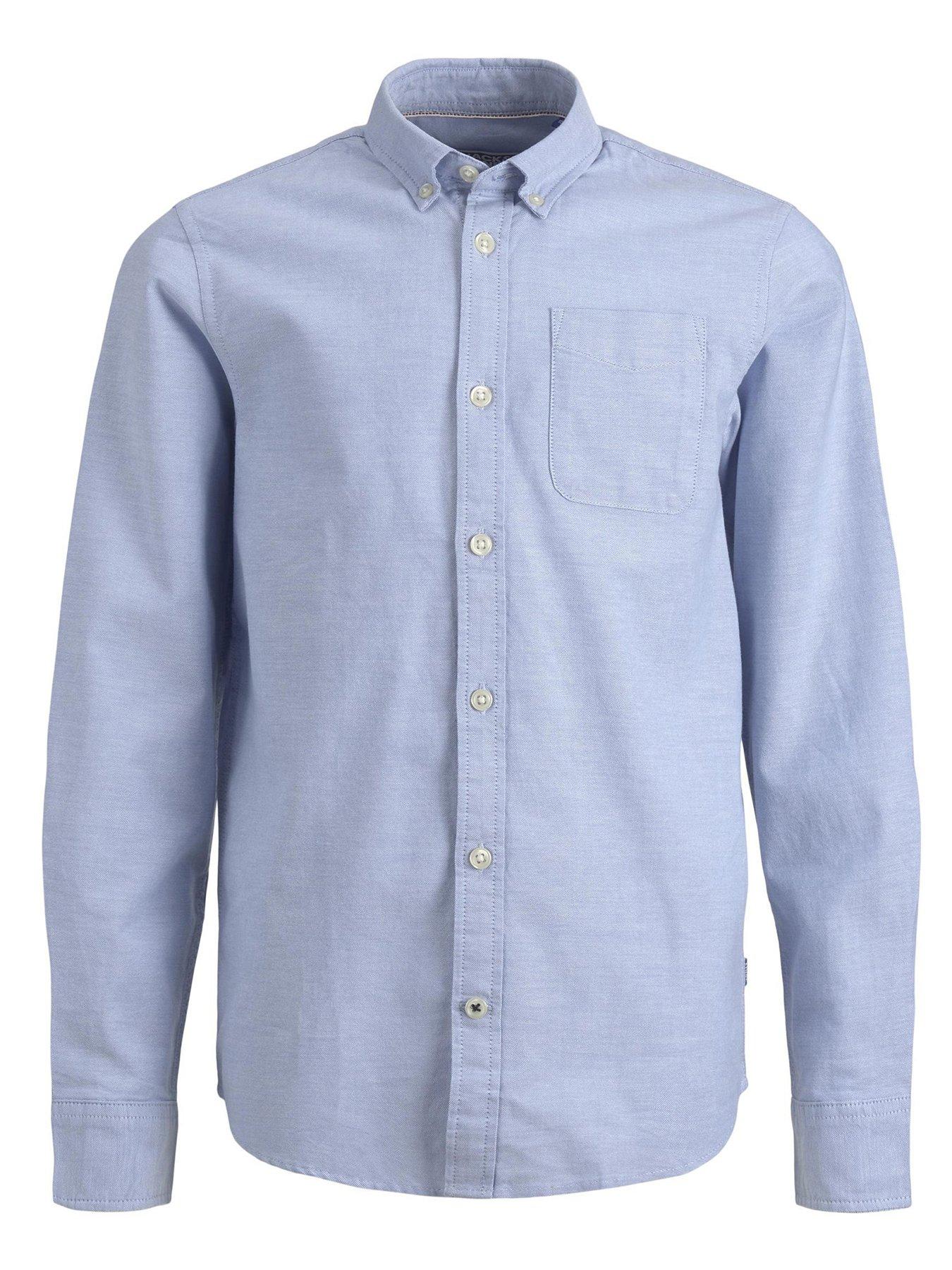 Image 2 of 7 of Jack & Jones Junior Boys Long Sleeve Oxford Shirt - Blue