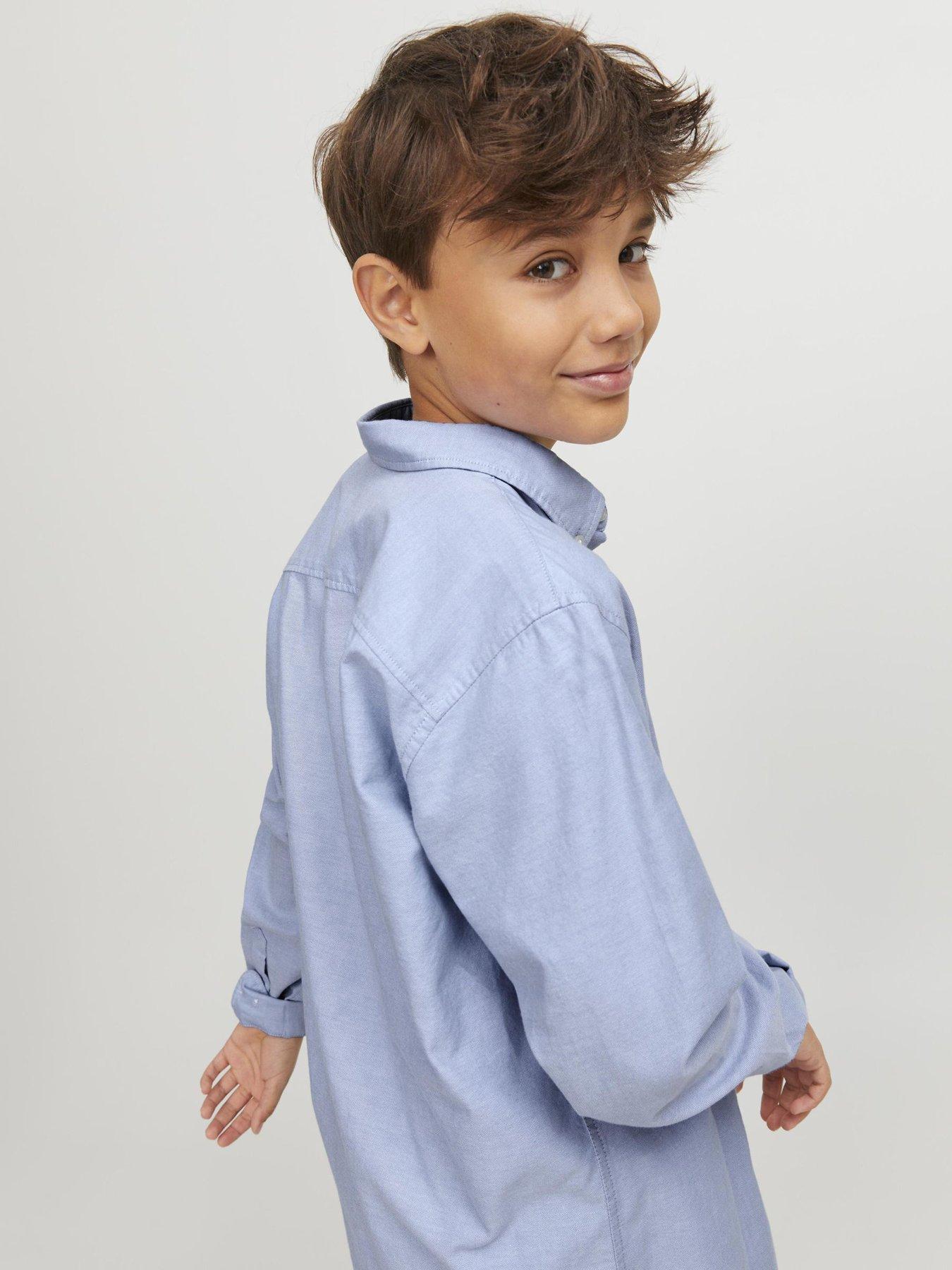 Image 5 of 7 of Jack & Jones Junior Boys Long Sleeve Oxford Shirt - Blue