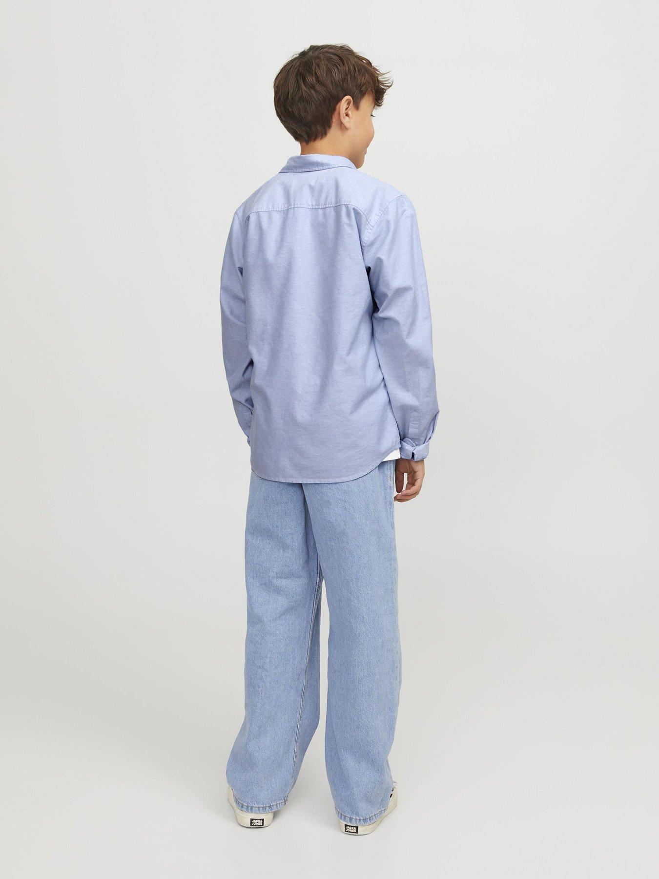 Image 6 of 7 of Jack & Jones Junior Boys Long Sleeve Oxford Shirt - Blue