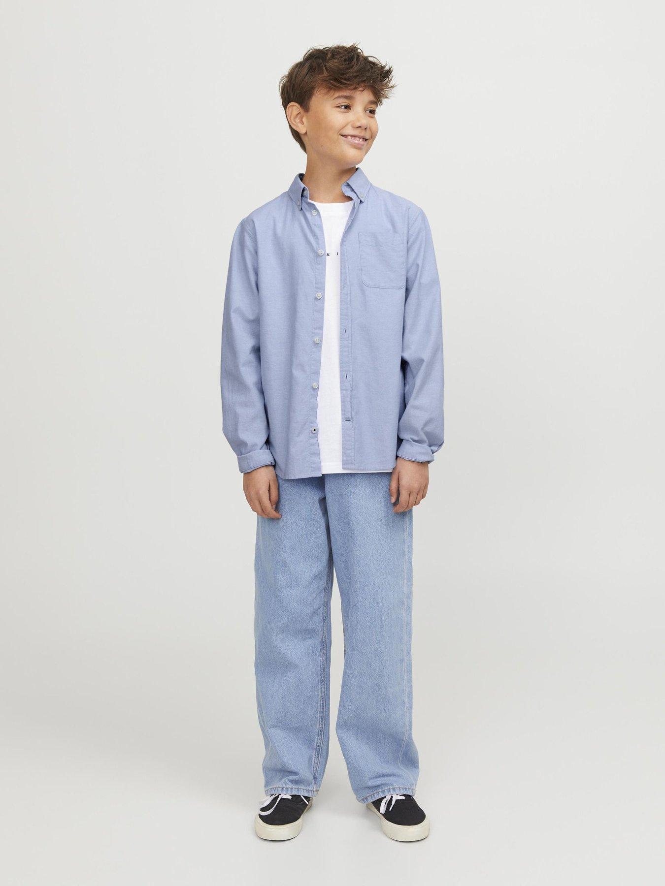 Image 7 of 7 of Jack & Jones Junior Boys Long Sleeve Oxford Shirt - Blue