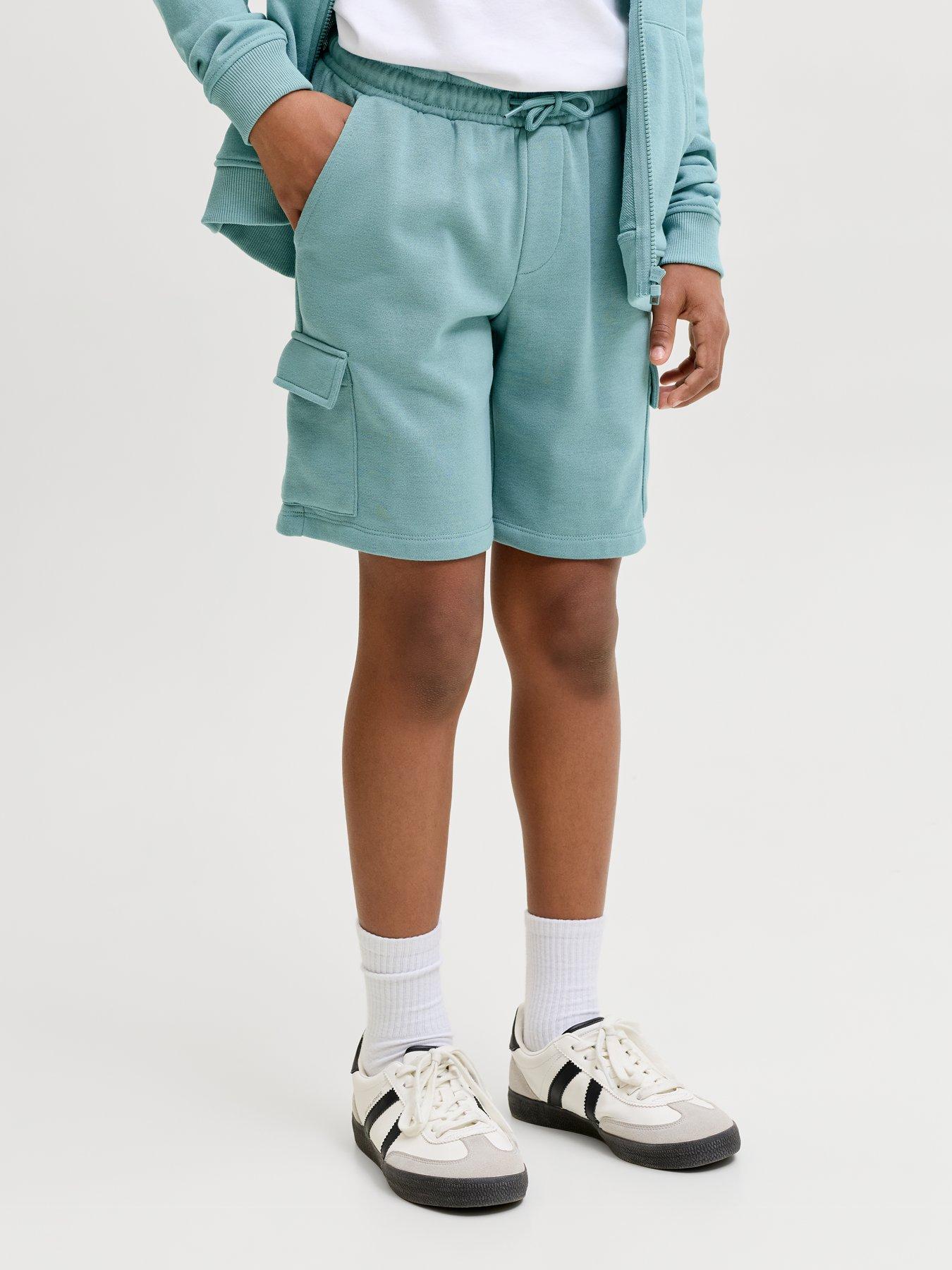 Jack & Jones Junior Boys Bradley Sweat Cargo Shorts - Mineral Blue