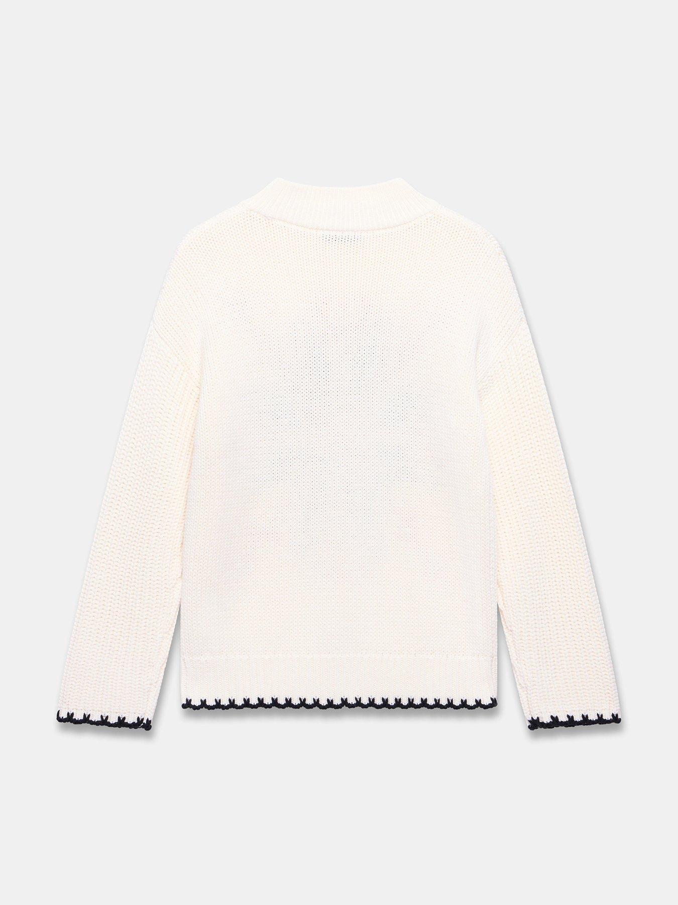 Image 6 of 6 of Mint Velvet Snowflake Cotton Blend Knit Jumper - White