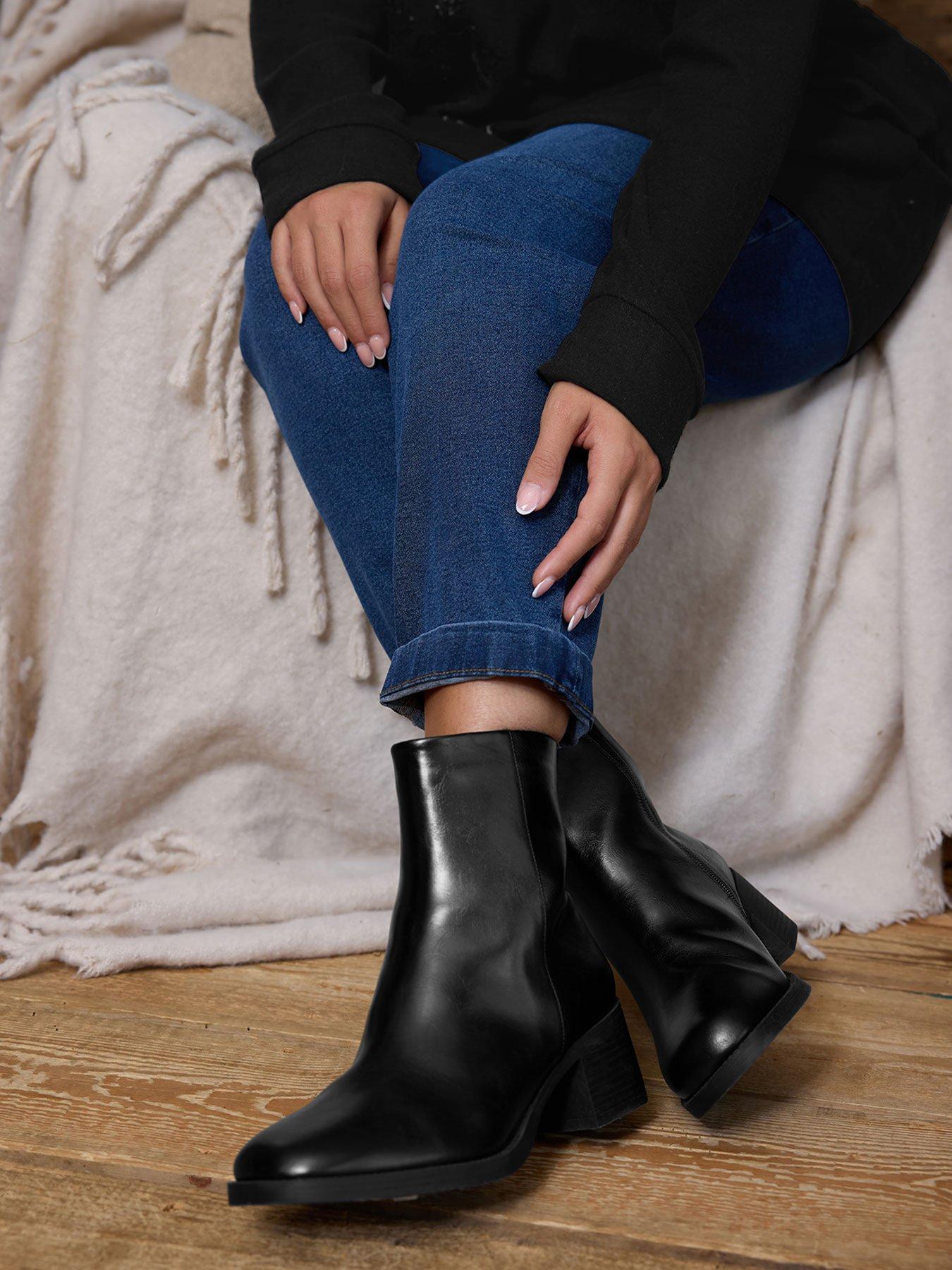 Yours Extra Wide Fit Square Ankle Boot - Black | Very Ireland