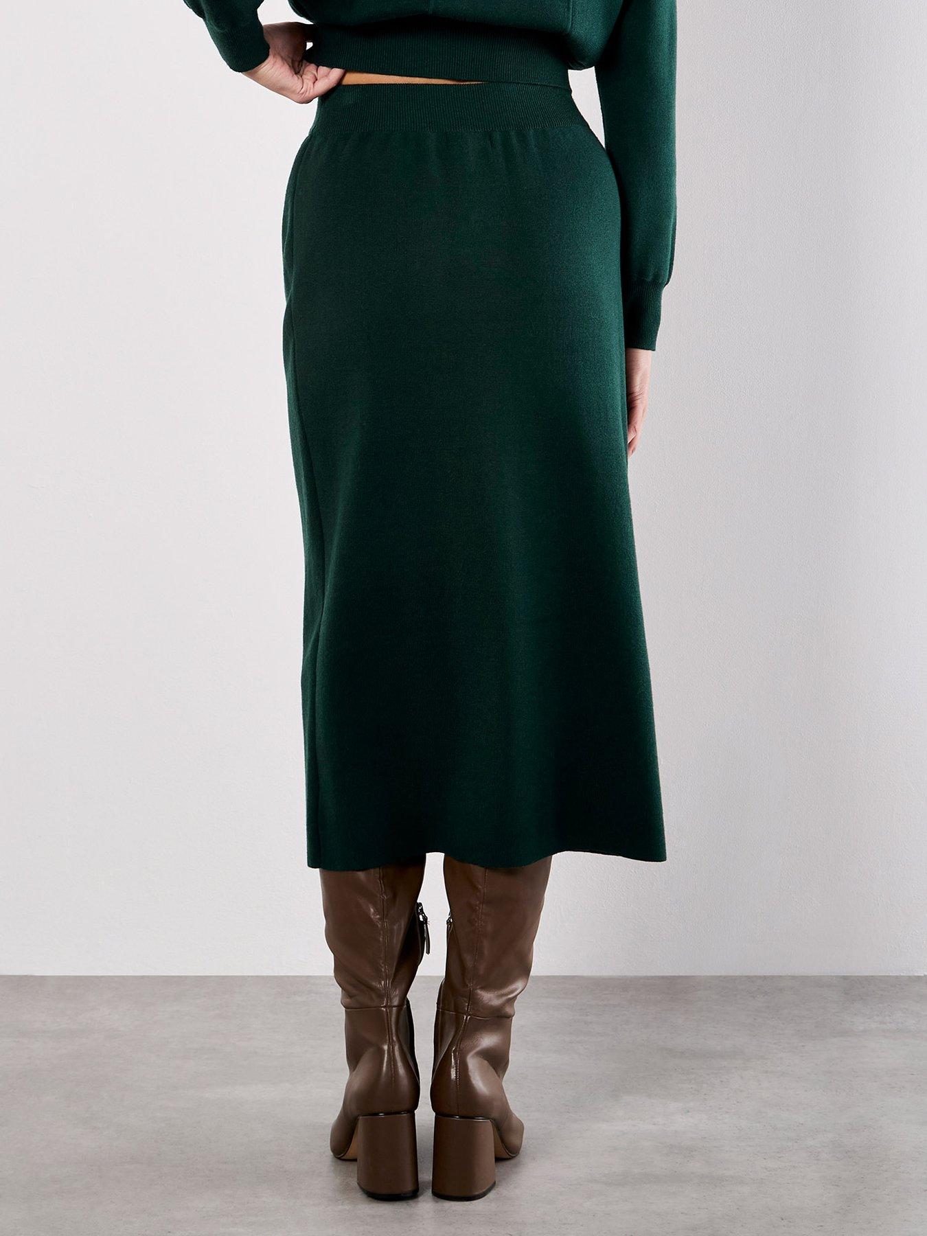 Image 2 of 5 of Apricot Apricot Gold Button Through Knit Midi Skirt