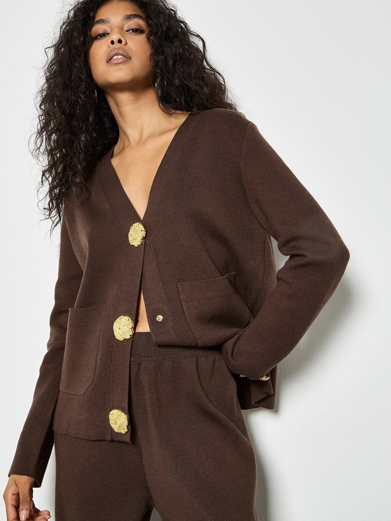 apricot-apricot-hammered-metal-button-cardi