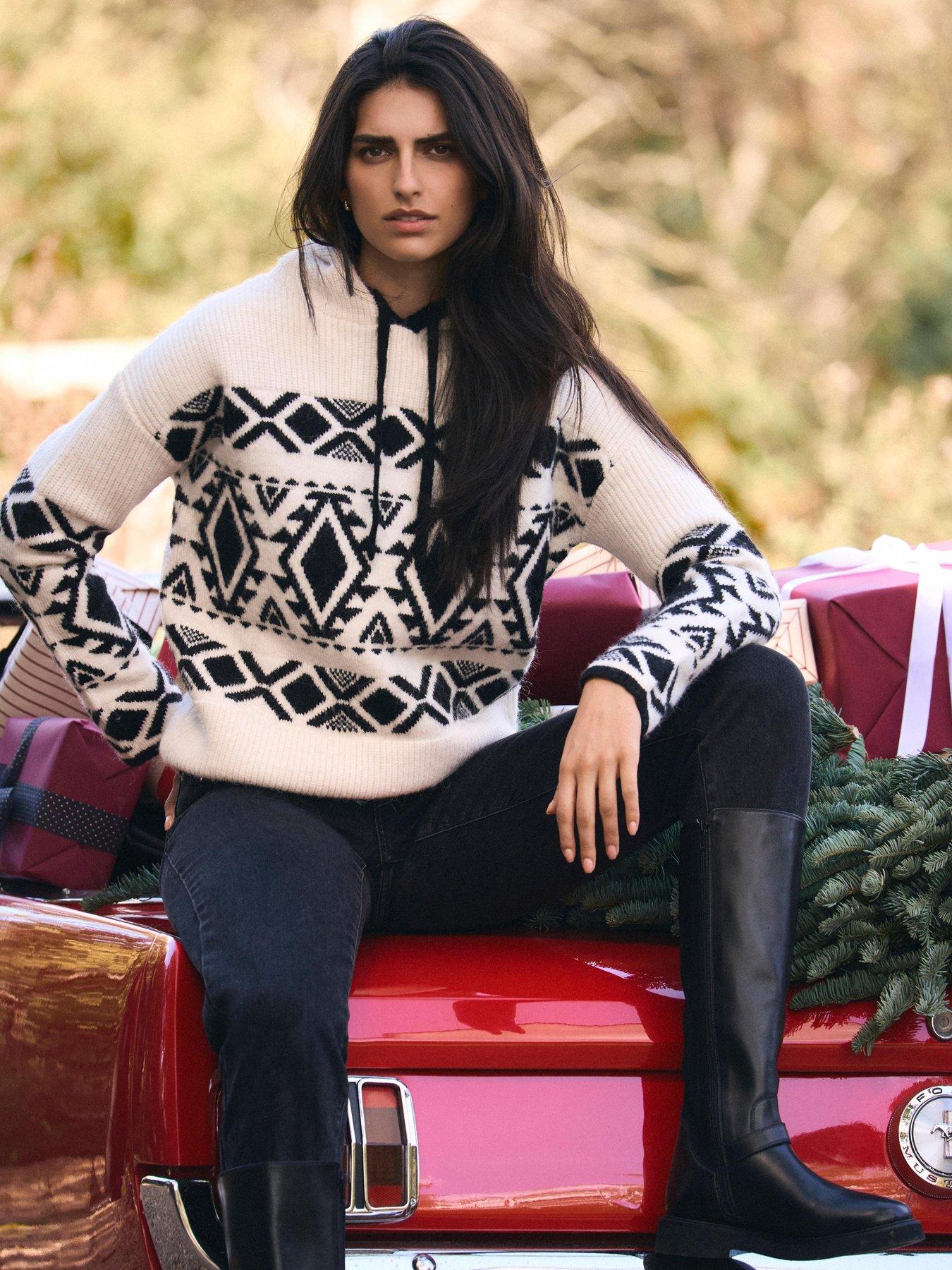 Mint Velvet Fairisle Knit Hoodie - Cream