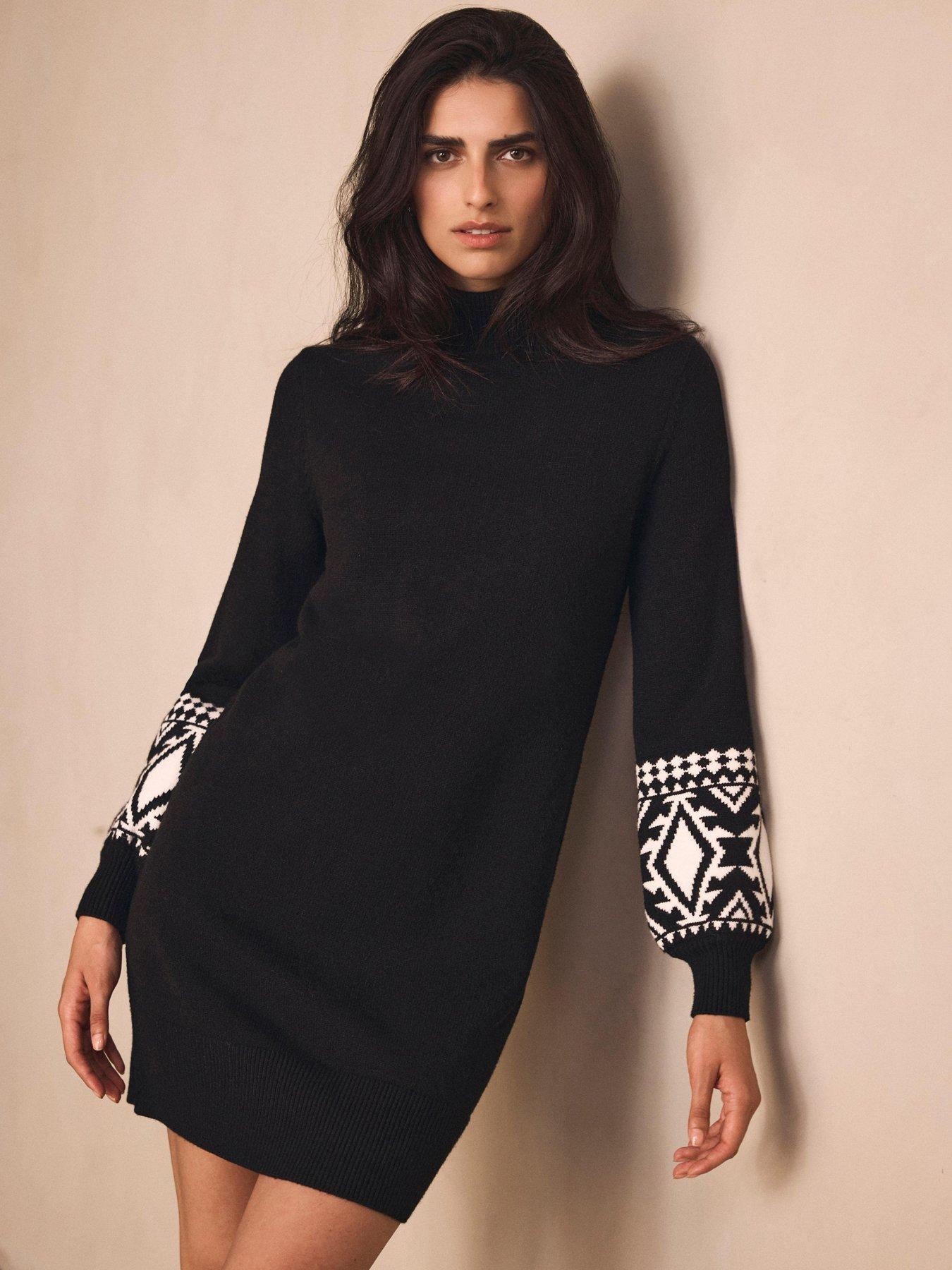 mint-velvet-graphic-cuff-mini-dress-black