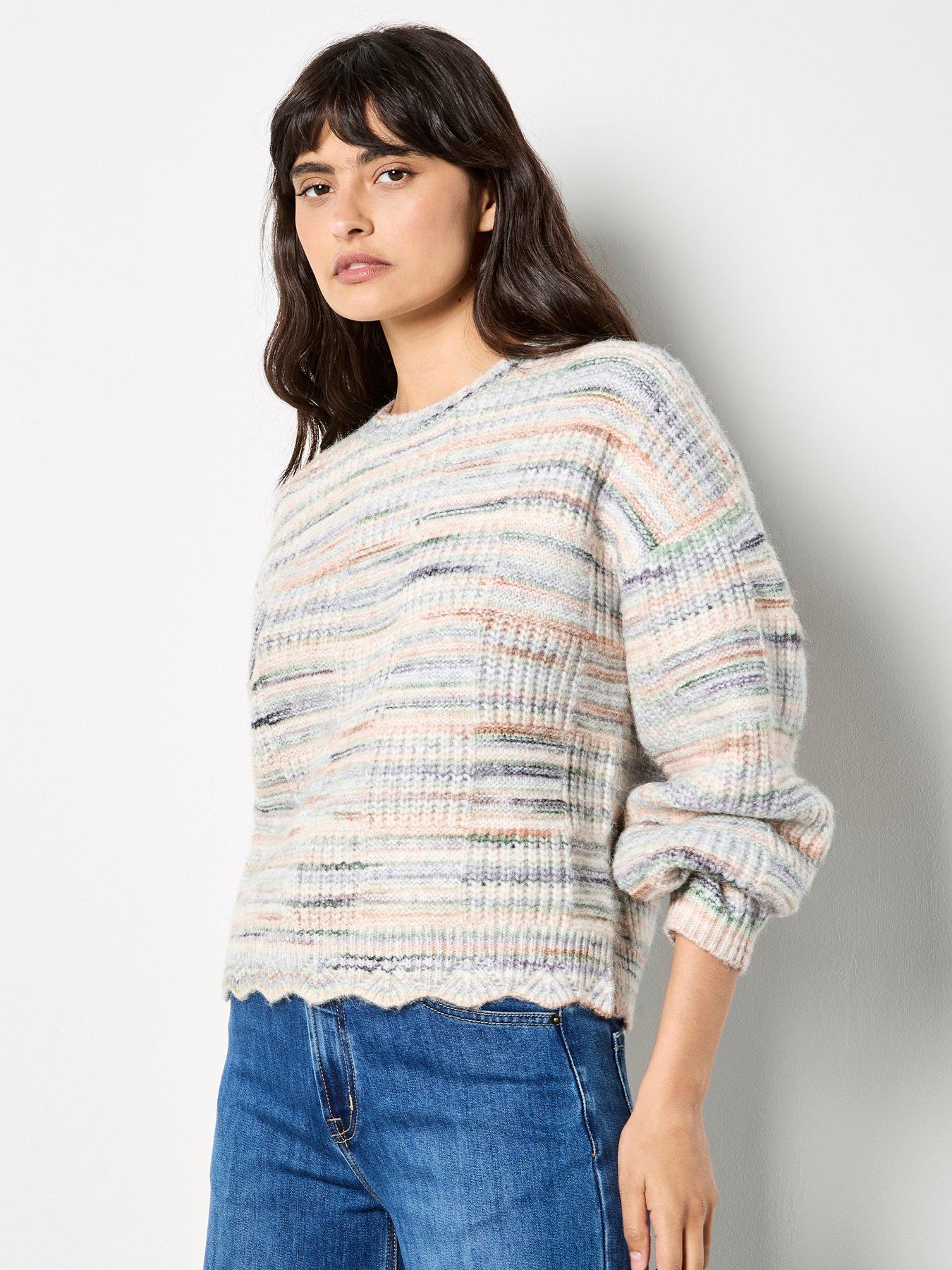 Apricot Apricot Textured Space Dye Scallop Jumper