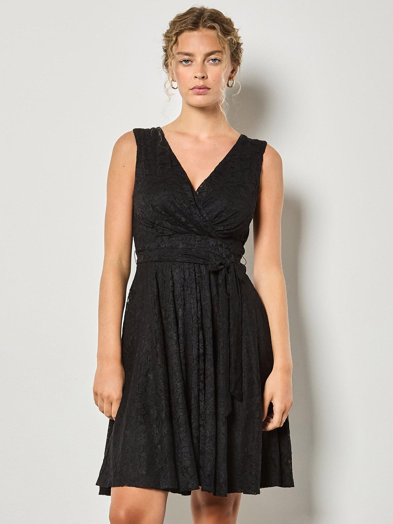 apricot-lace-v-neck-fit-and-flare-dress
