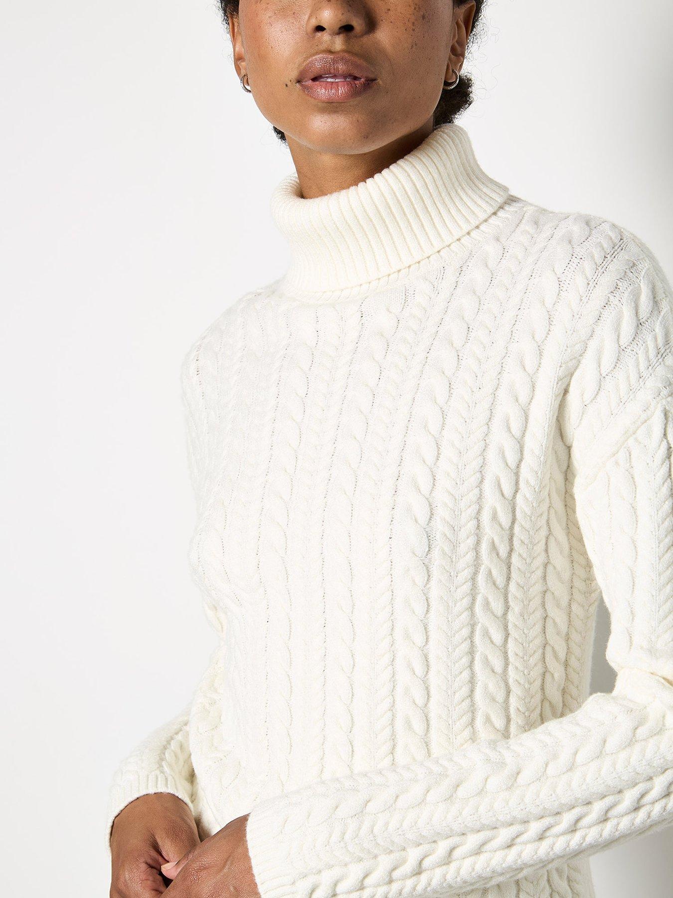 Image 4 of 4 of Apricot Apricot Turtle Neck Cable Front Jumper
