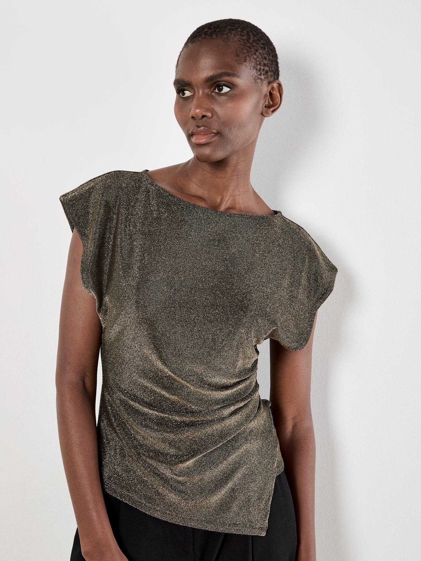 apricot-apricot-sparkle-side-ruched-wrap-topfront