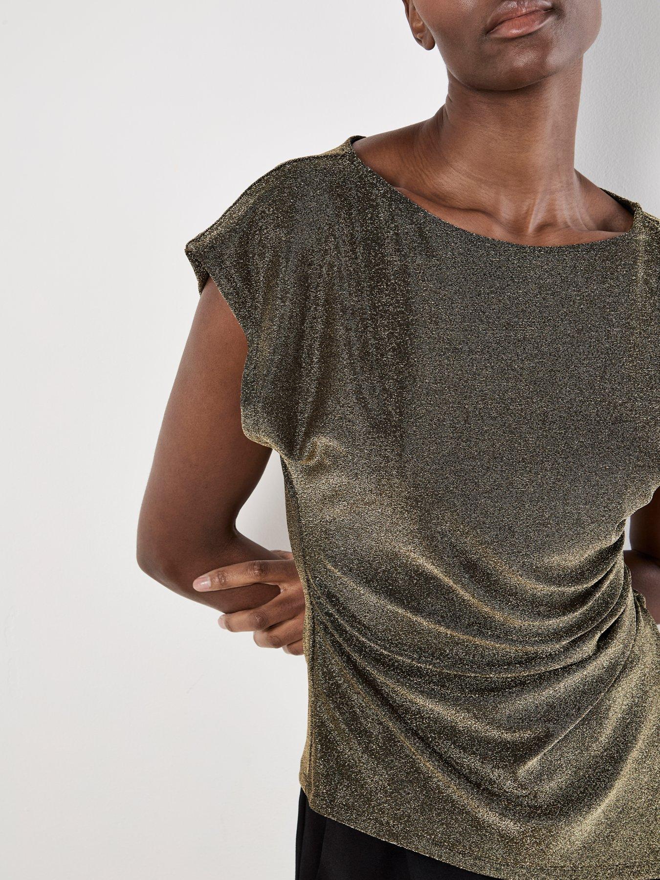 apricot-apricot-sparkle-side-ruched-wrap-topoutfit