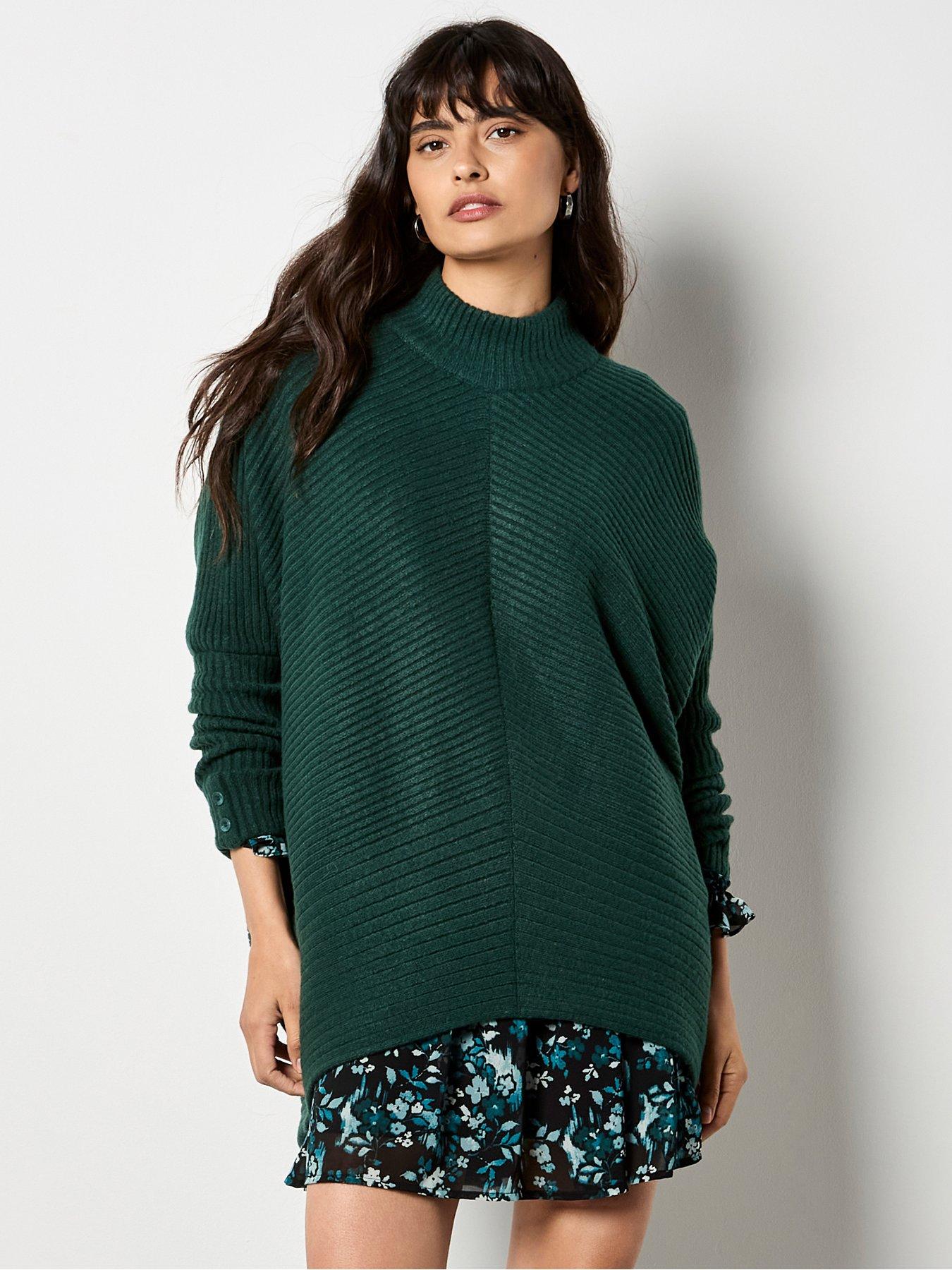 apricot-apricot-chevron-high-low-mock-neck-jumper