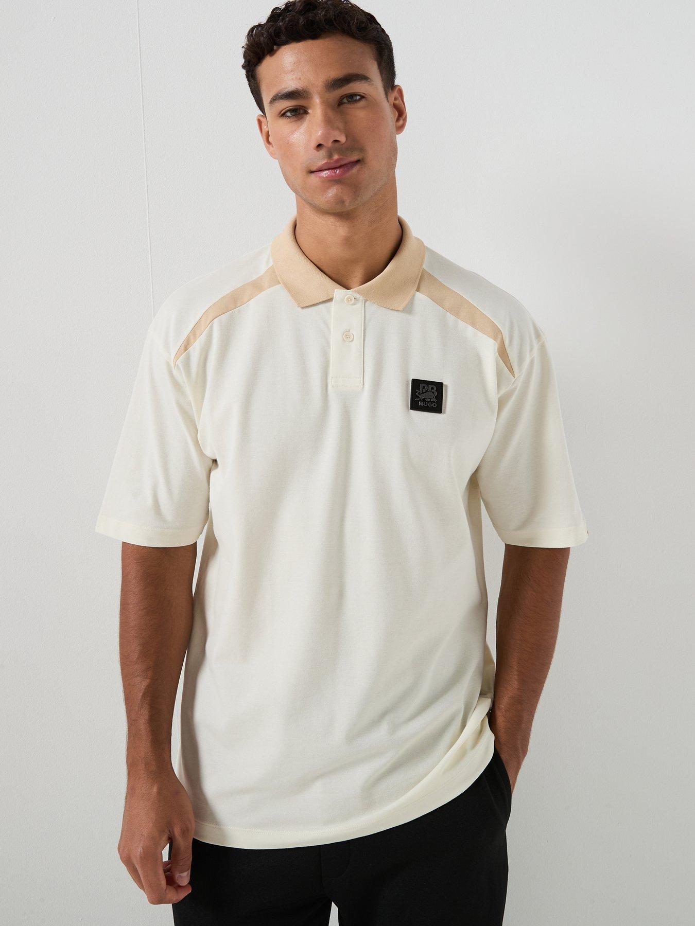 HUGO HUGO X RB Dunios Contrast Collar Relaxed Fit Polo Shirt - White