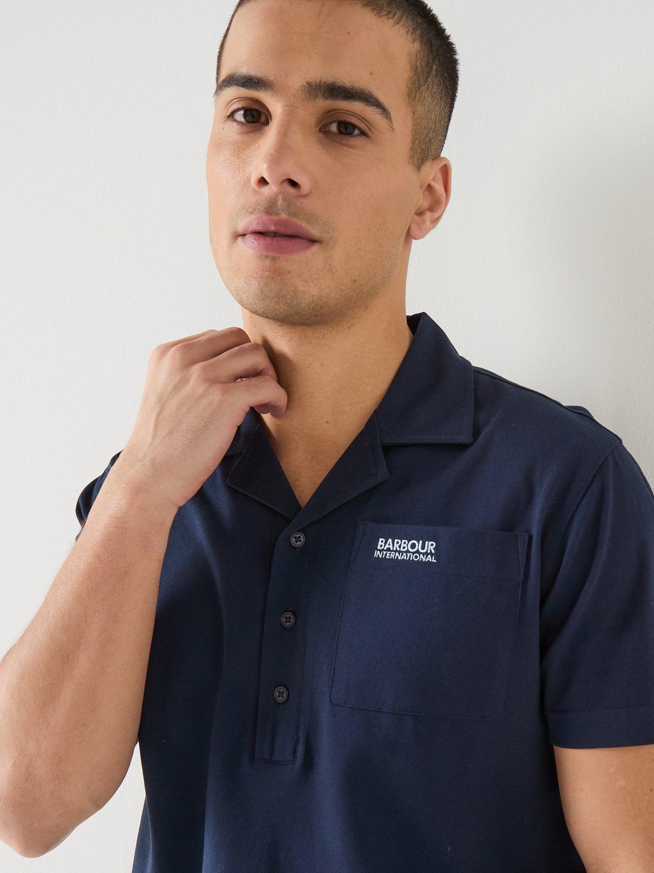 Image 4 of 5 of Barbour International Seurat Revere Collar Polo Shirt - Navy