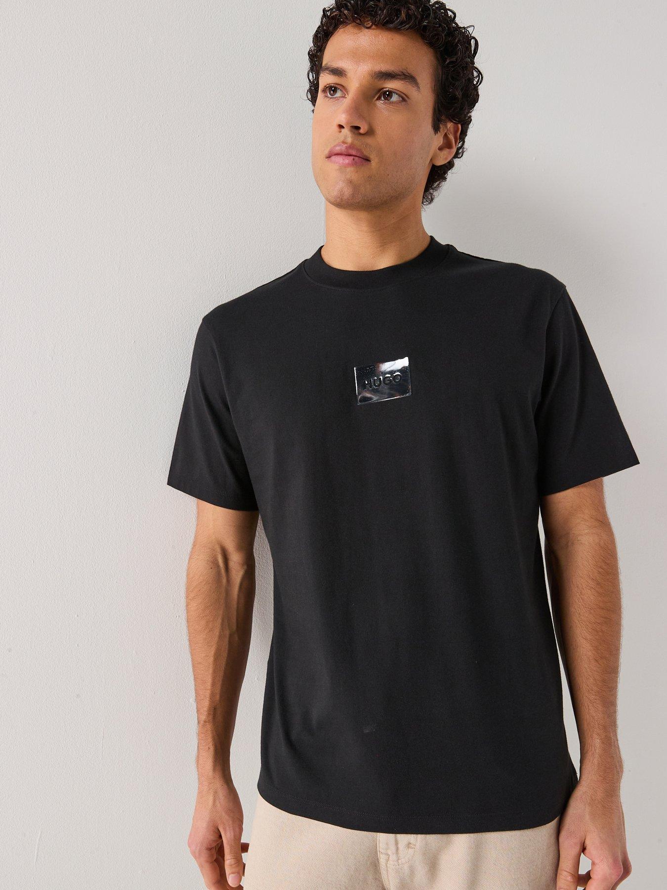 HUGO Dumeon Tortoiseshell Patch Logo Relaxed Fit T-Shirt - Black