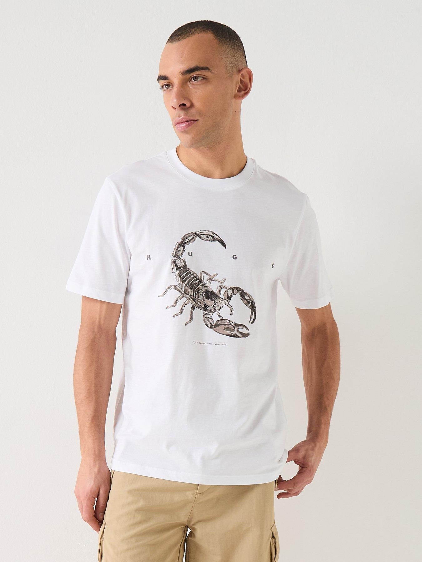Image 1 of 4 of HUGO Discorb Scorpion Print T-Shirt - White