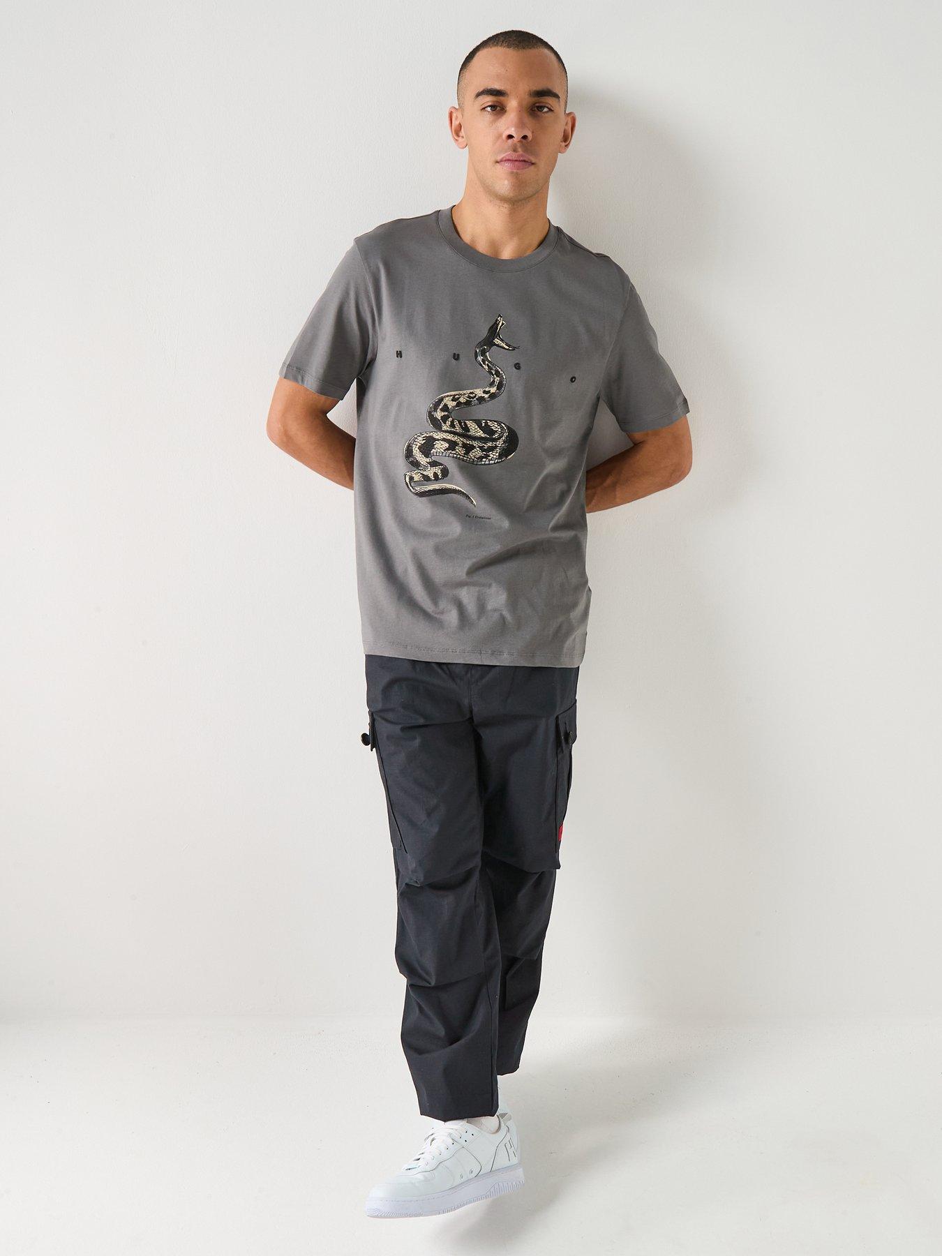 Image 3 of 5 of HUGO Discorb Snake Print T-Shirt - Dark Grey