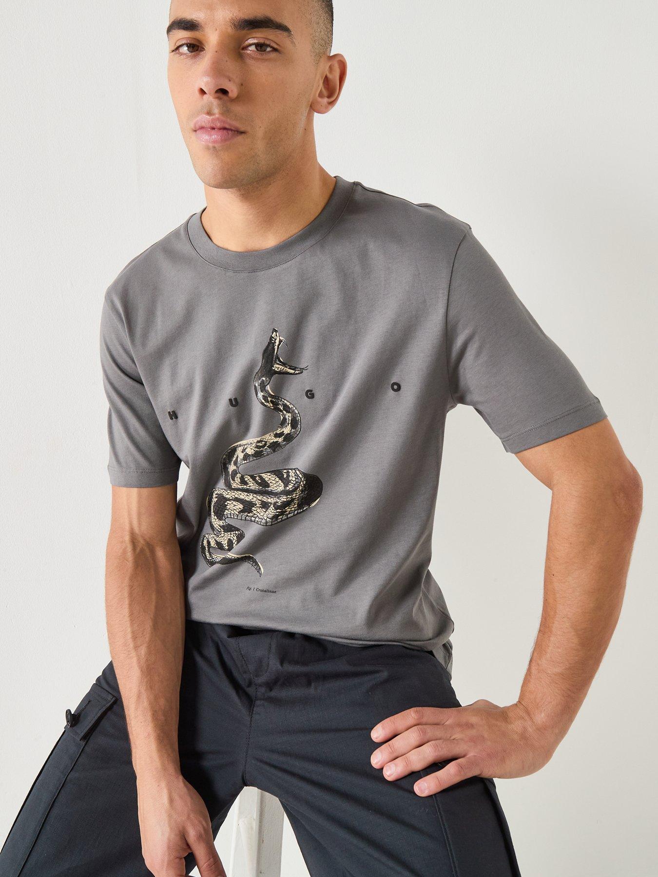 Image 5 of 5 of HUGO Discorb Snake Print T-Shirt - Dark Grey