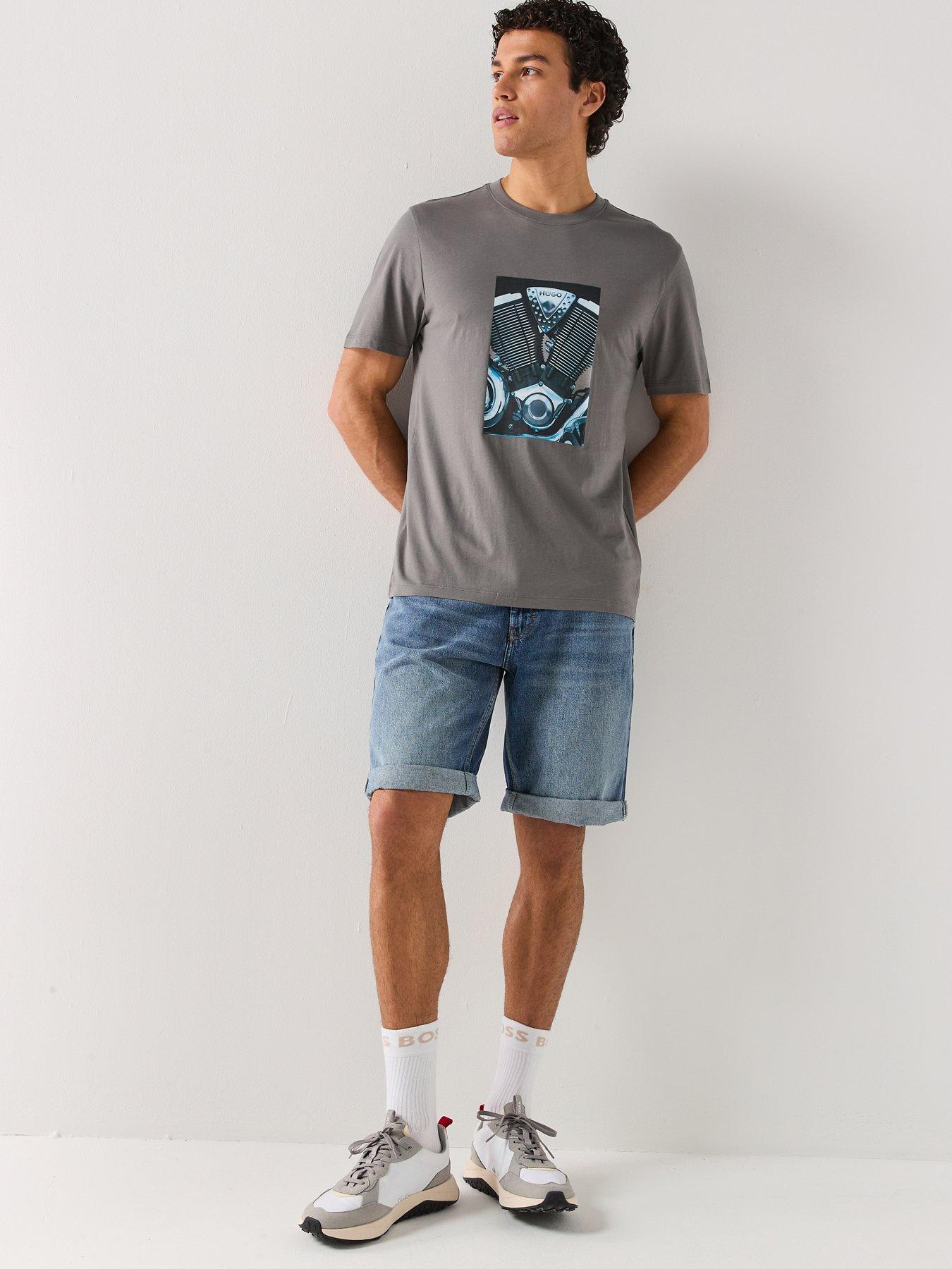 Image 3 of 4 of HUGO Dostino Printed Regular Fit T-Shirt - Dark Grey