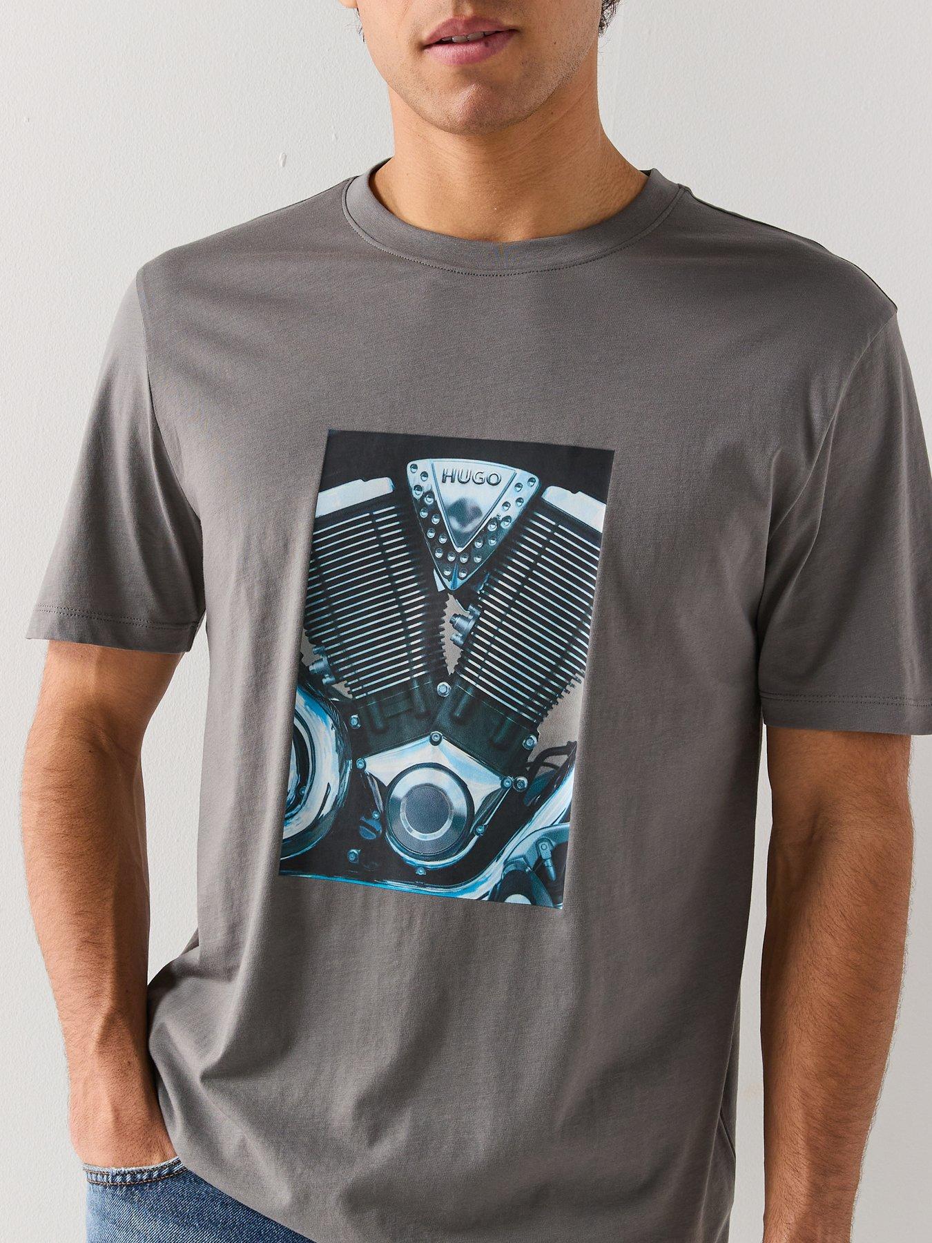 Image 4 of 4 of HUGO Dostino Printed Regular Fit T-Shirt - Dark Grey