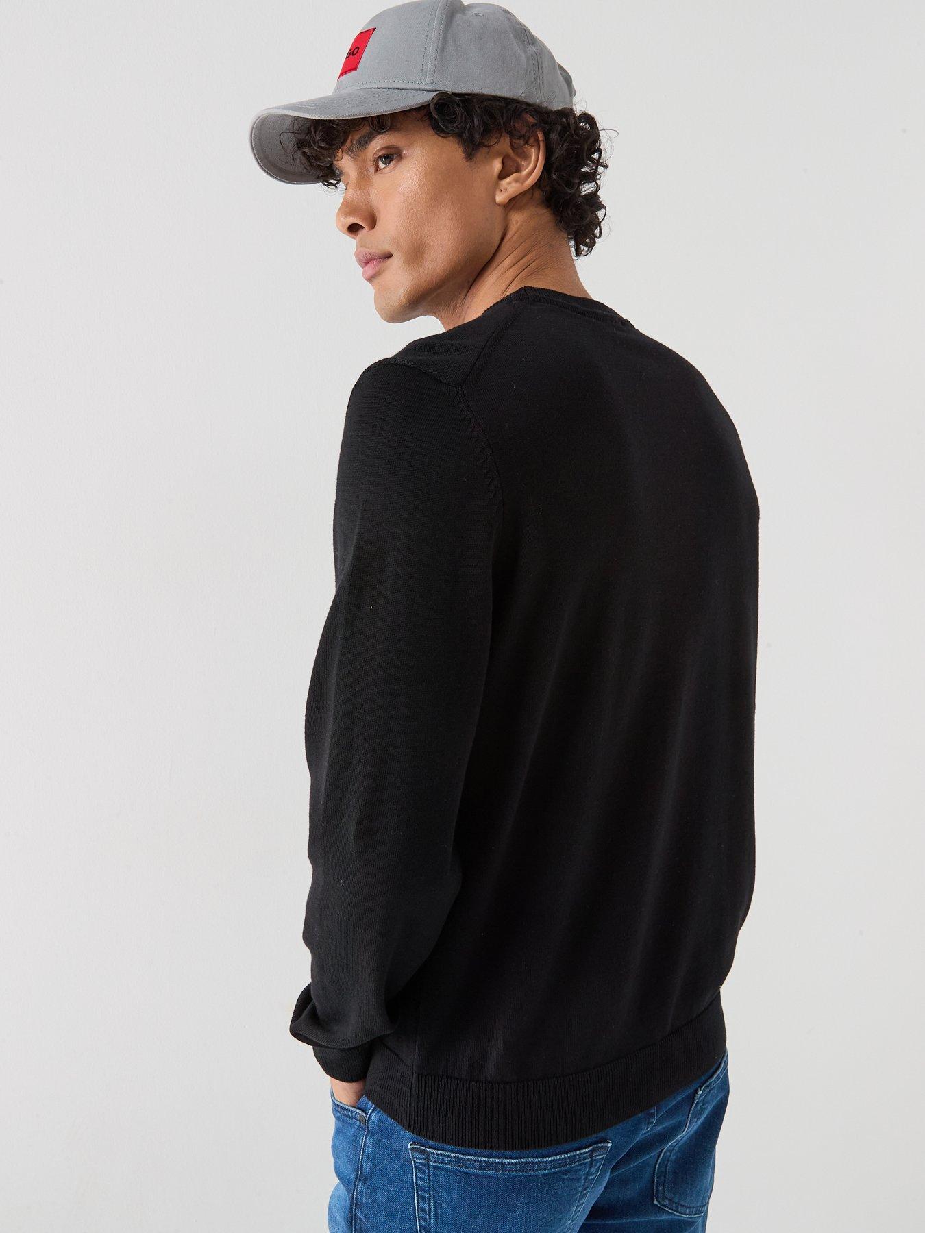 Image 2 of 6 of HUGO San Cassius Slim Fit Crew Neck Knitted Jumper - Black