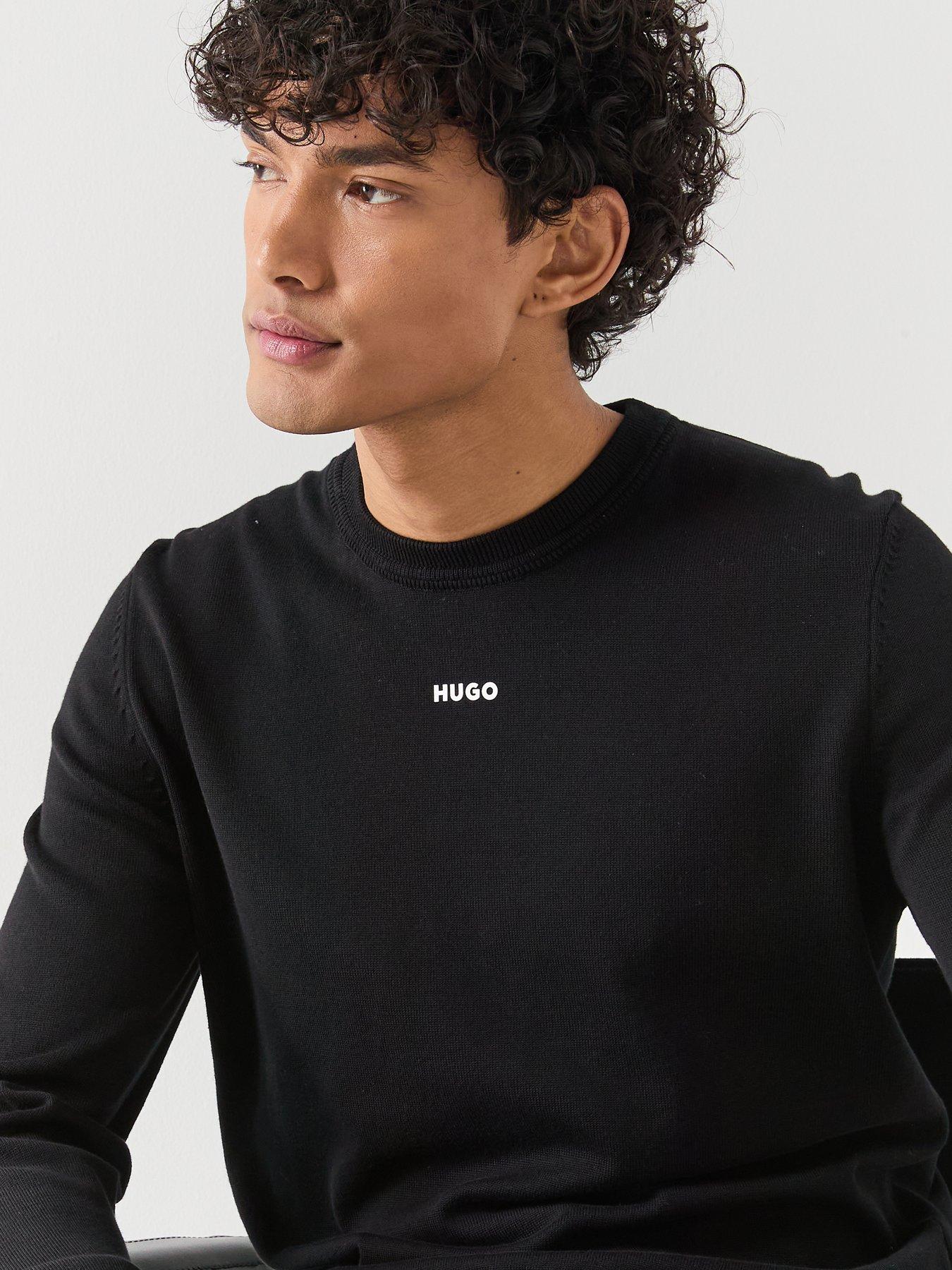 Image 4 of 6 of HUGO San Cassius Slim Fit Crew Neck Knitted Jumper - Black