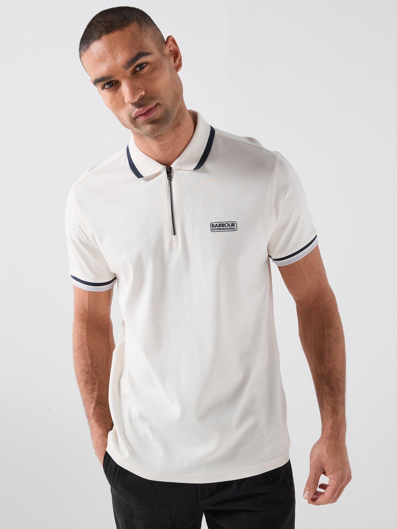 Barbour International Panter Interlock Zipped Polo Shirt - White