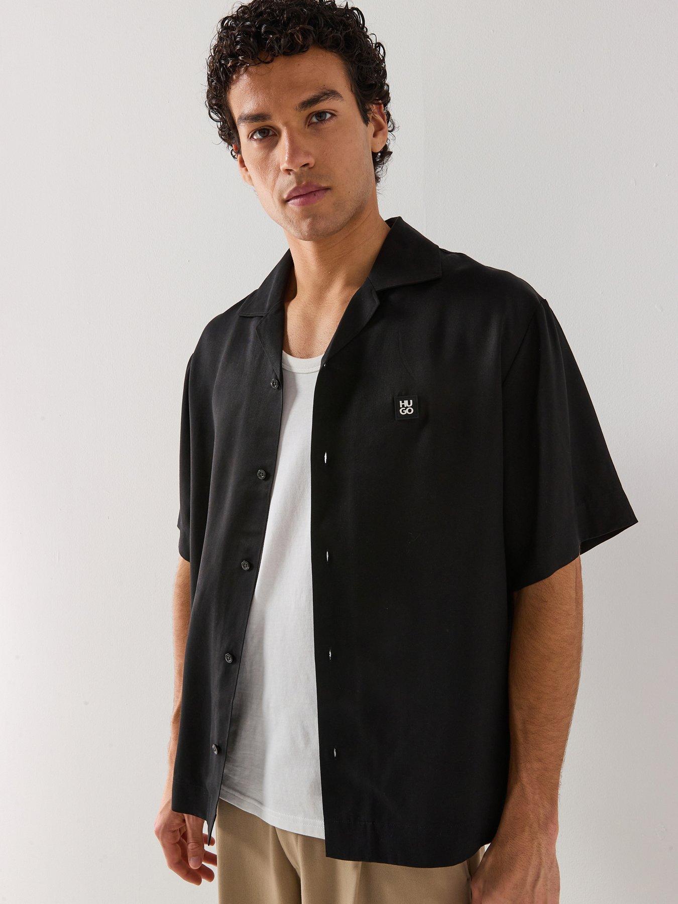 HUGO Espino Oversize Fit Short Sleeve Shirt - Black