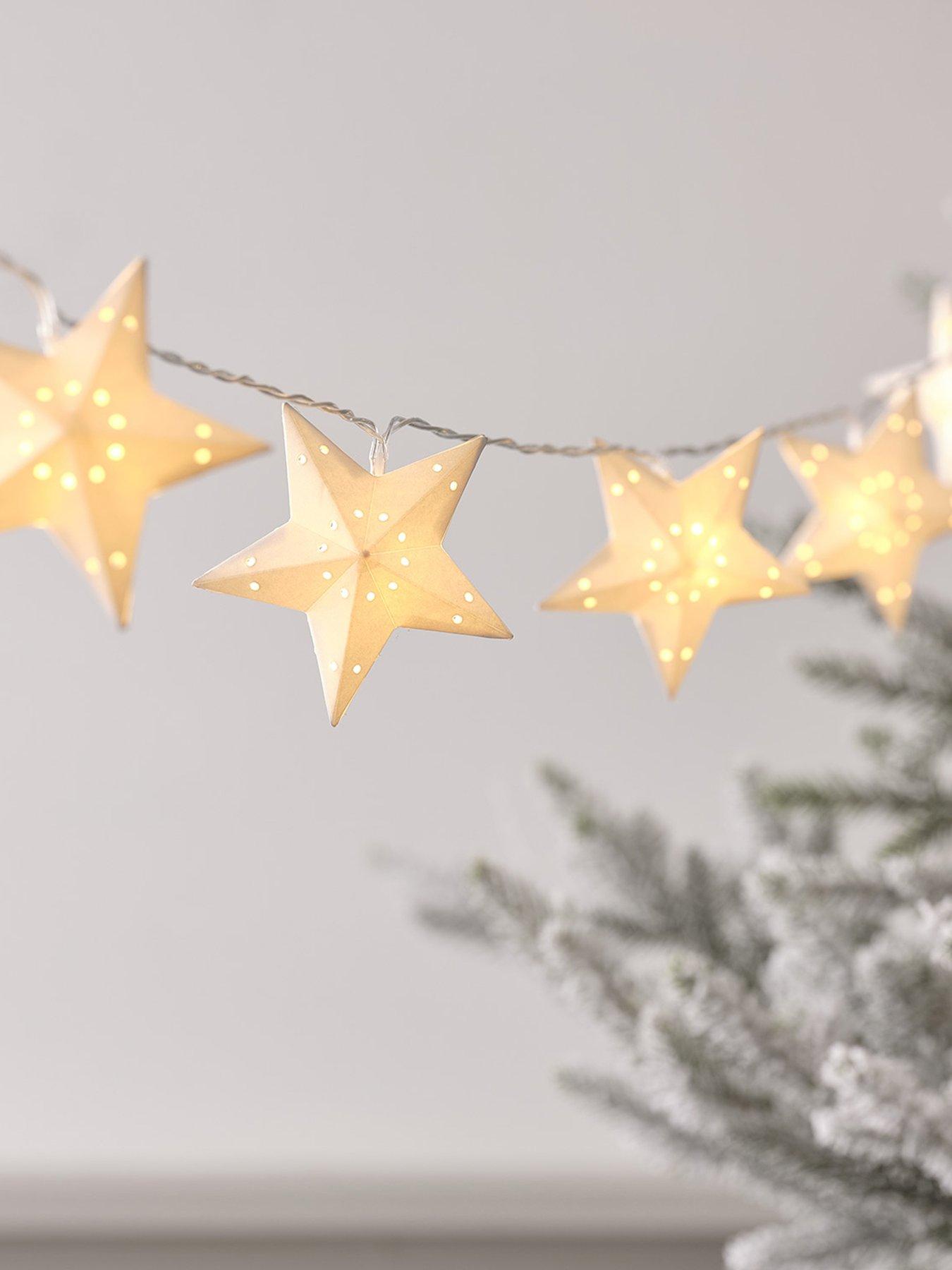 Image 1 of 3 of Lights4Fun 1.8m Paper Star Led Christmas String Lights