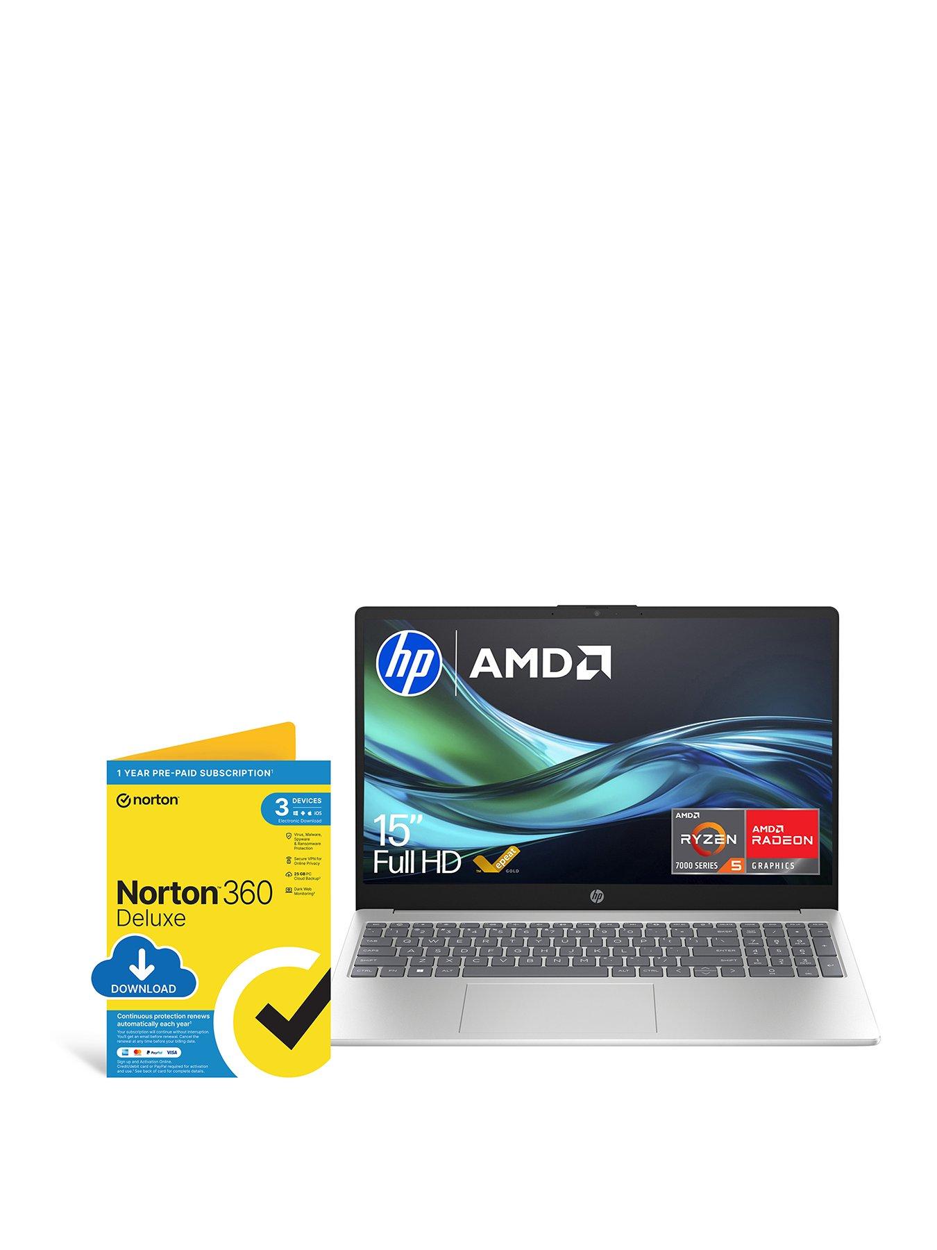 Image 1 of 7 of HP 15fc0049na - 15.6 in - AMD Ryzen 5 - 16GB RAM - 512GB - Silver - With Norton 360