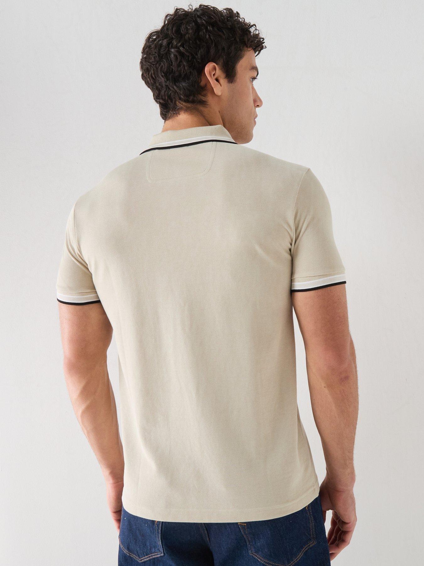 Image 2 of 6 of BOSS Paddy Regular Fit Tipping Polo Shirt - Light Beige