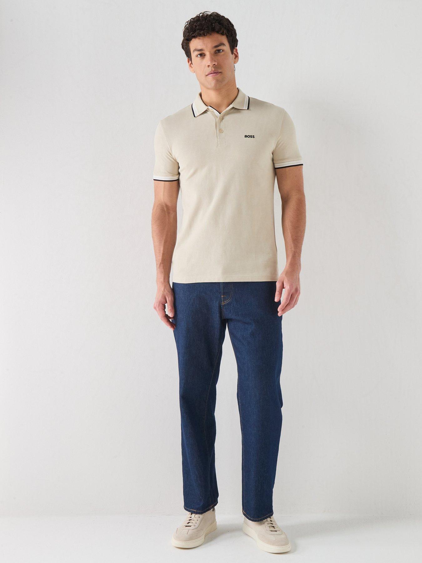 Image 3 of 6 of BOSS Paddy Regular Fit Tipping Polo Shirt - Light Beige