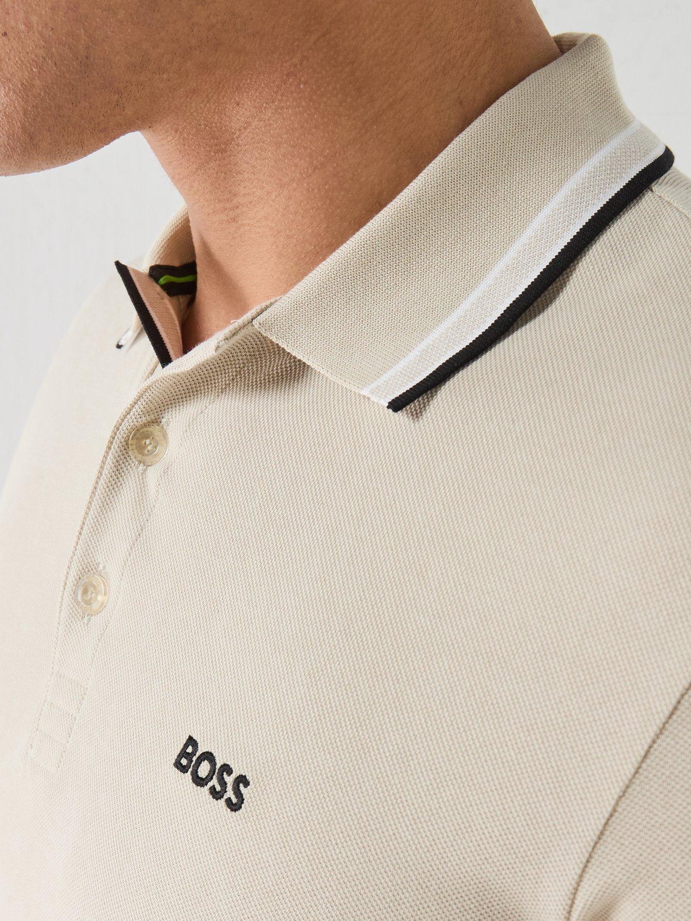 Image 4 of 6 of BOSS Paddy Regular Fit Tipping Polo Shirt - Light Beige