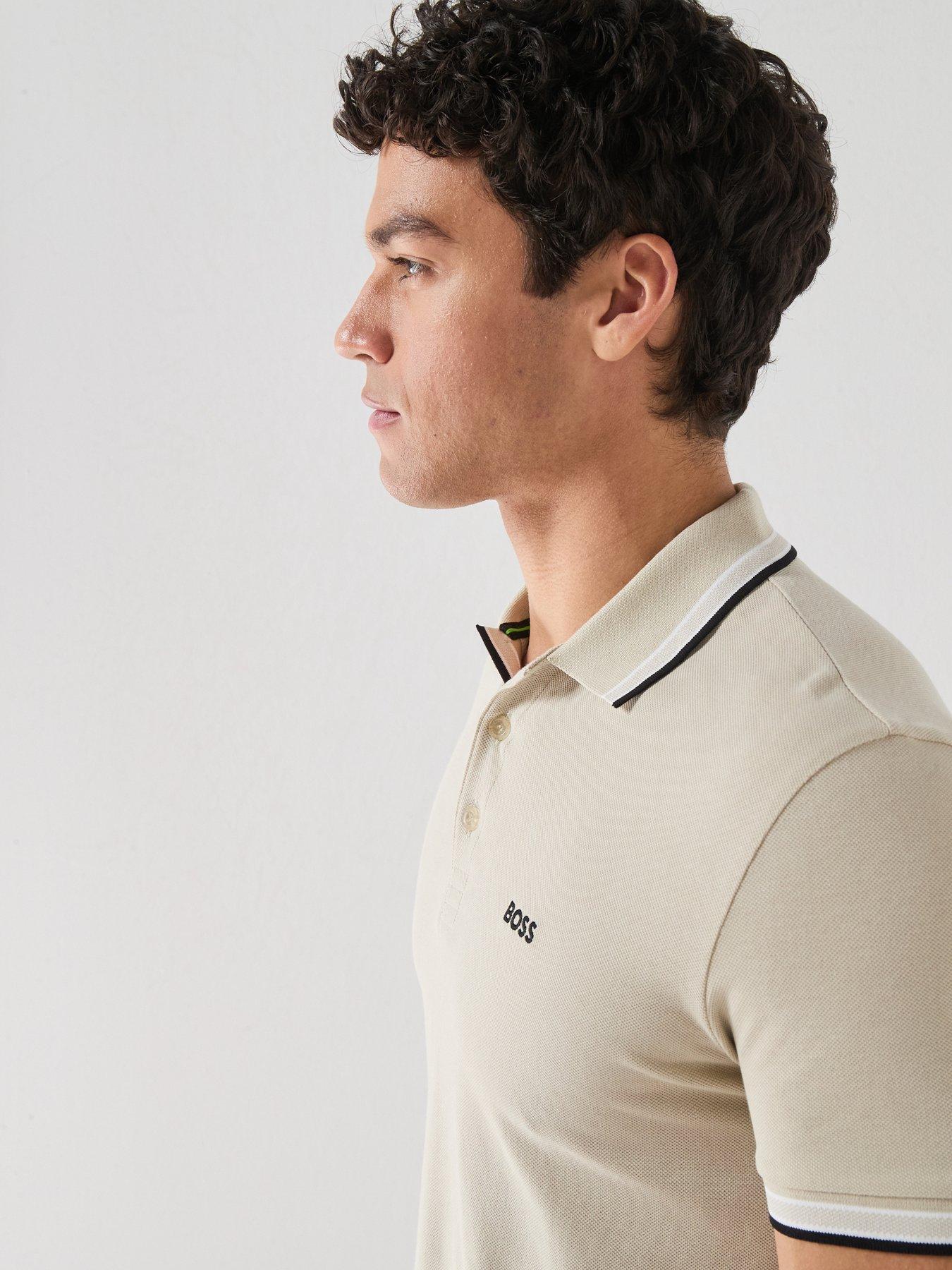 Image 6 of 6 of BOSS Paddy Regular Fit Tipping Polo Shirt - Light Beige