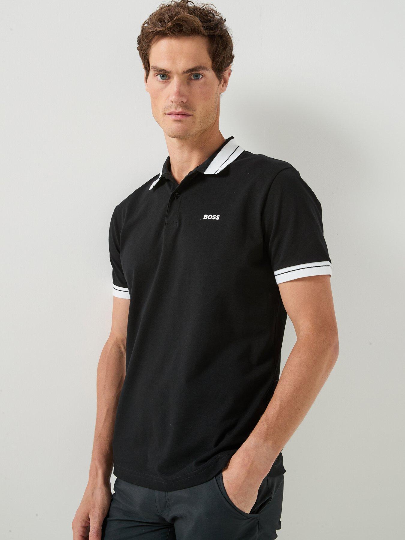 BOSS Jersey Tipped Polo Shirt - Black
