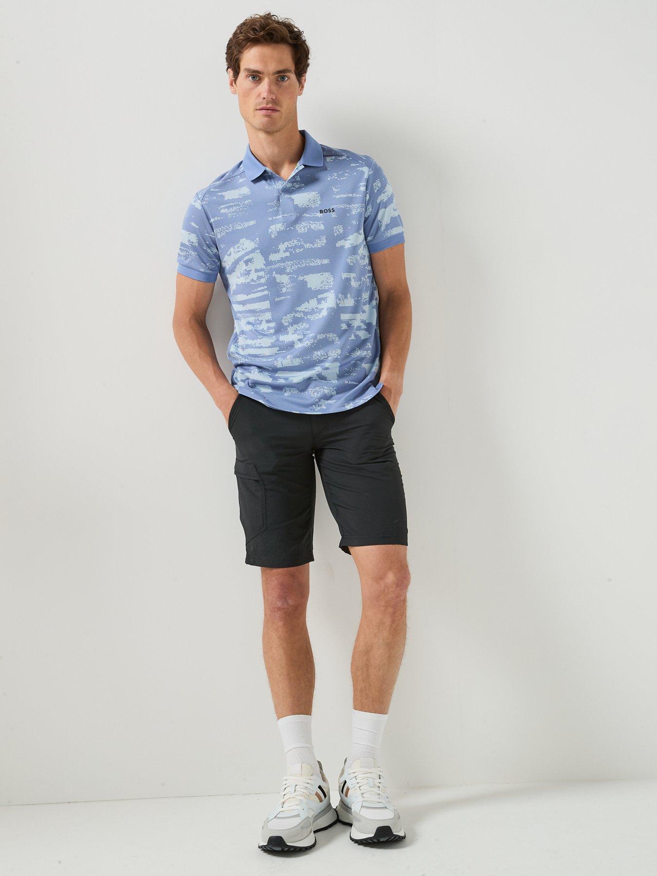 Image 3 of 6 of BOSS Pl_Active Repeat Slim Fit Polo Shirt - Light Blue
