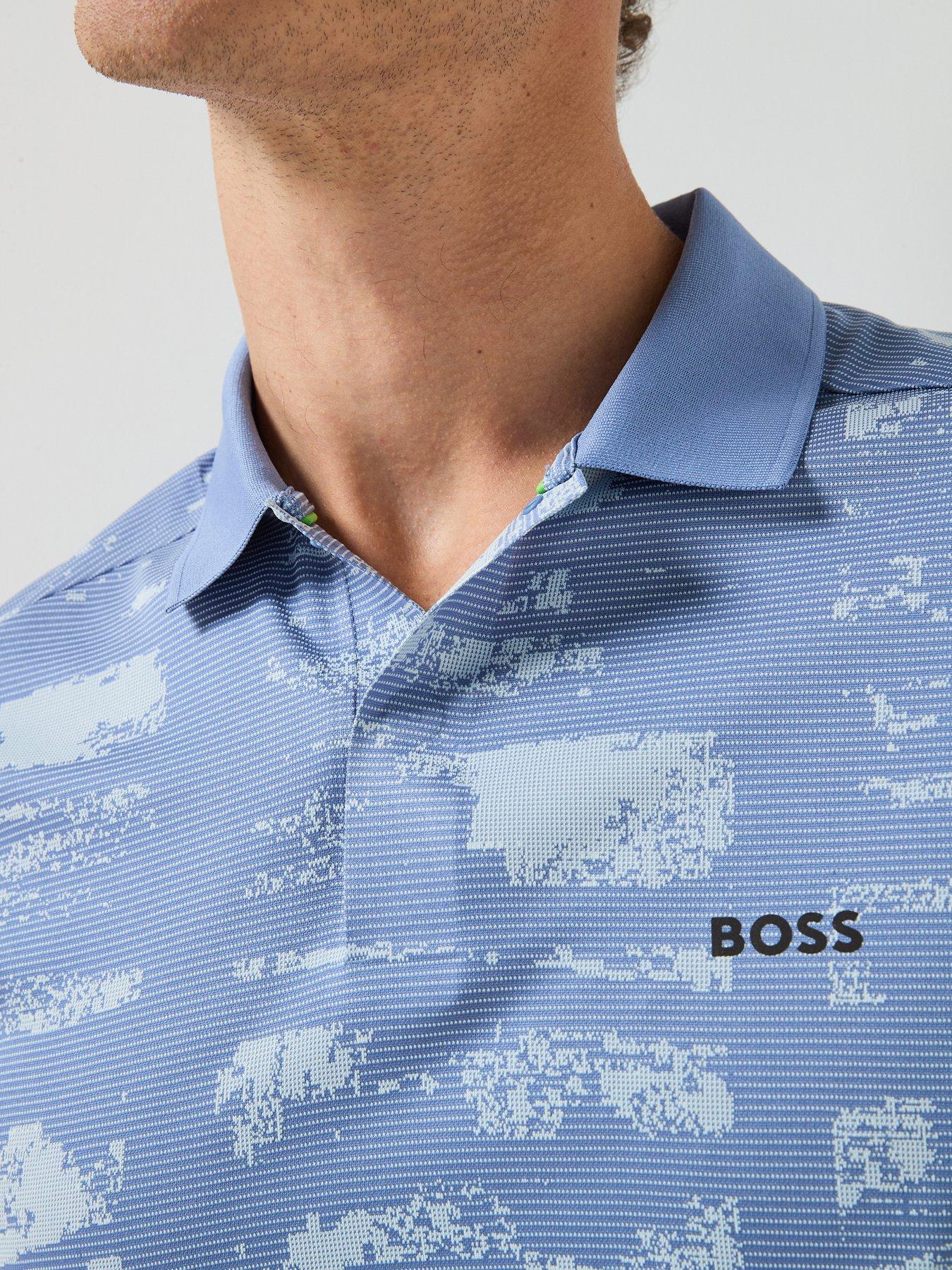 Image 5 of 6 of BOSS Pl_Active Repeat Slim Fit Polo Shirt - Light Blue